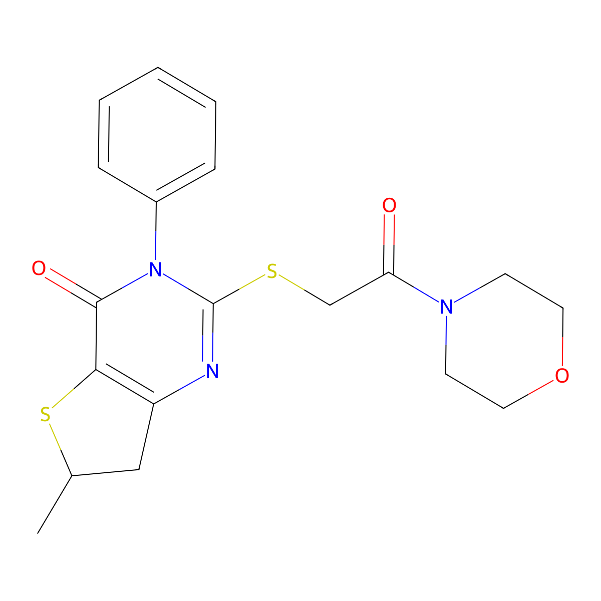 6-methyl-2-((2-morpholino-2-oxoethyl)thio)-3-phenyl-6,7-dihydrothieno[3,2-d]pyrimidin-4(3H)-one molecular structure, CAS 862825-24-9