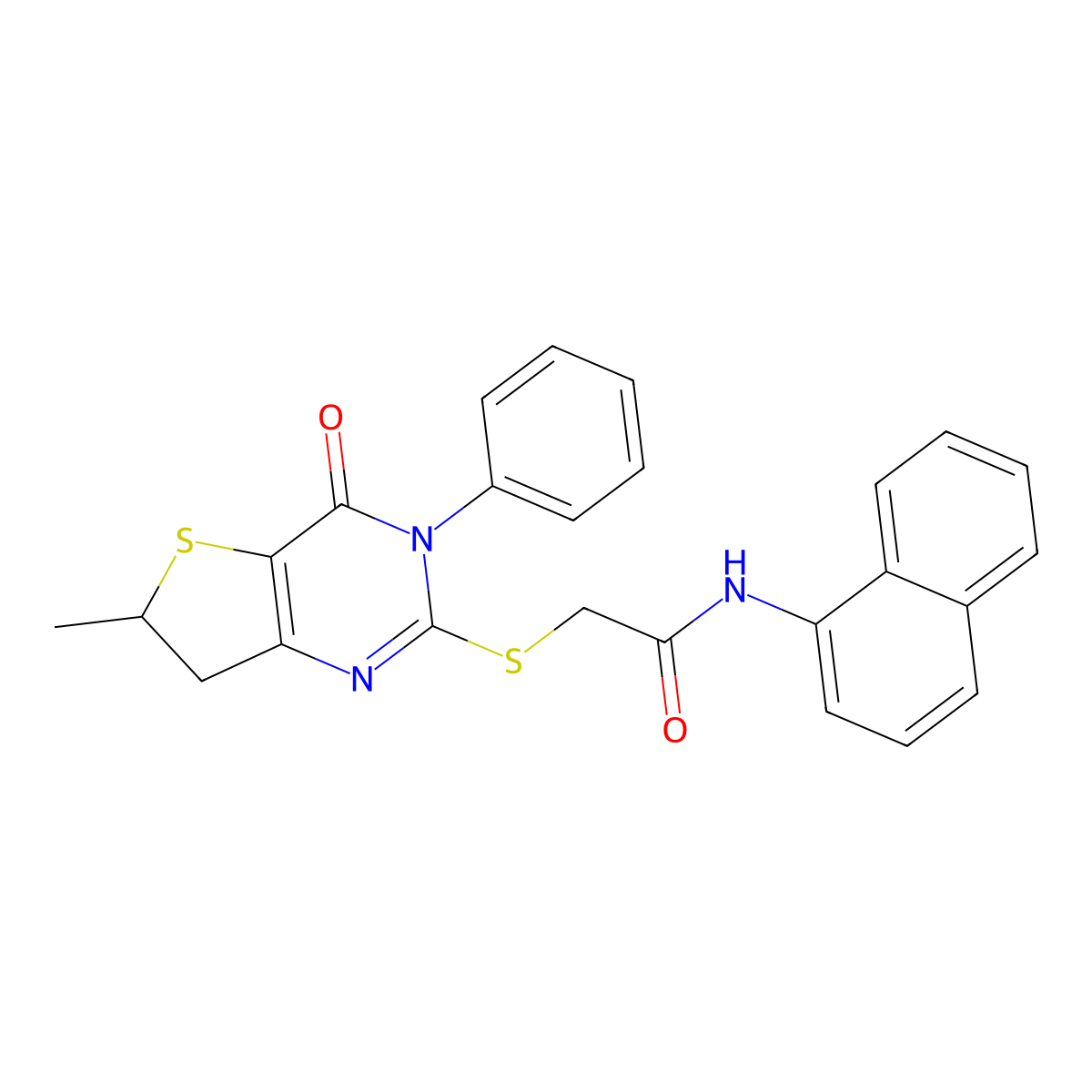 2-[(6-methyl-4-oxo-3-phenyl-6,7-dihydrothieno[3,2-d]pyrimidin-2-yl)sulfanyl]-N-naphthalen-1-ylacetamide molecular structure, CAS 862825-33-0