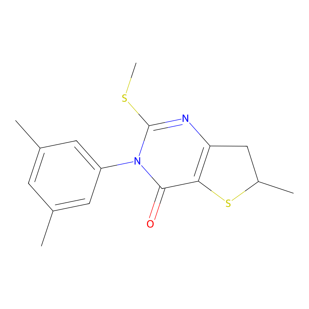 3-(3,5-dimethylphenyl)-6-methyl-2-(methylthio)-6,7-dihydrothieno[3,2-d]pyrimidin-4(3H)-one molecular structure, CAS 862825-47-6