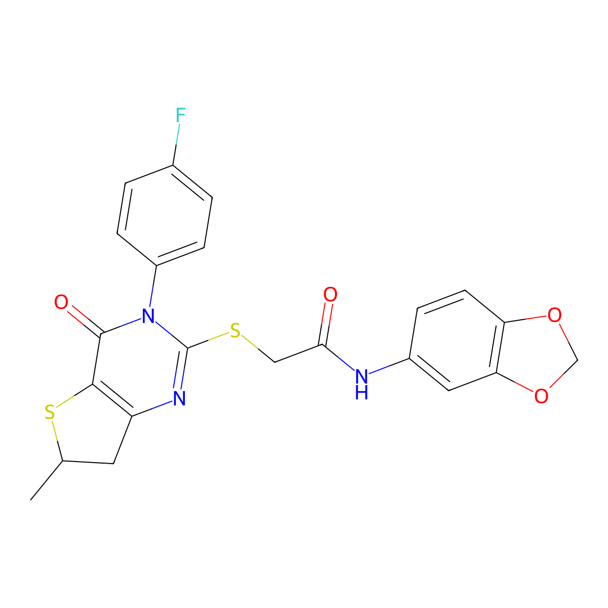 N-(benzo[d][1,3]dioxol-5-yl)-2-((3-(4-fluorophenyl)-6-methyl-4-oxo-3,4,6,7-tetrahydrothieno[3,2-d]pyrimidin-2-yl)thio)acetamide molecular structure, CAS 862825-55-6