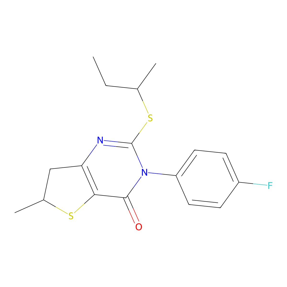 2-(sec-butylthio)-3-(4-fluorophenyl)-6-methyl-6,7-dihydrothieno[3,2-d]pyrimidin-4(3H)-one molecular structure, CAS 862825-59-0