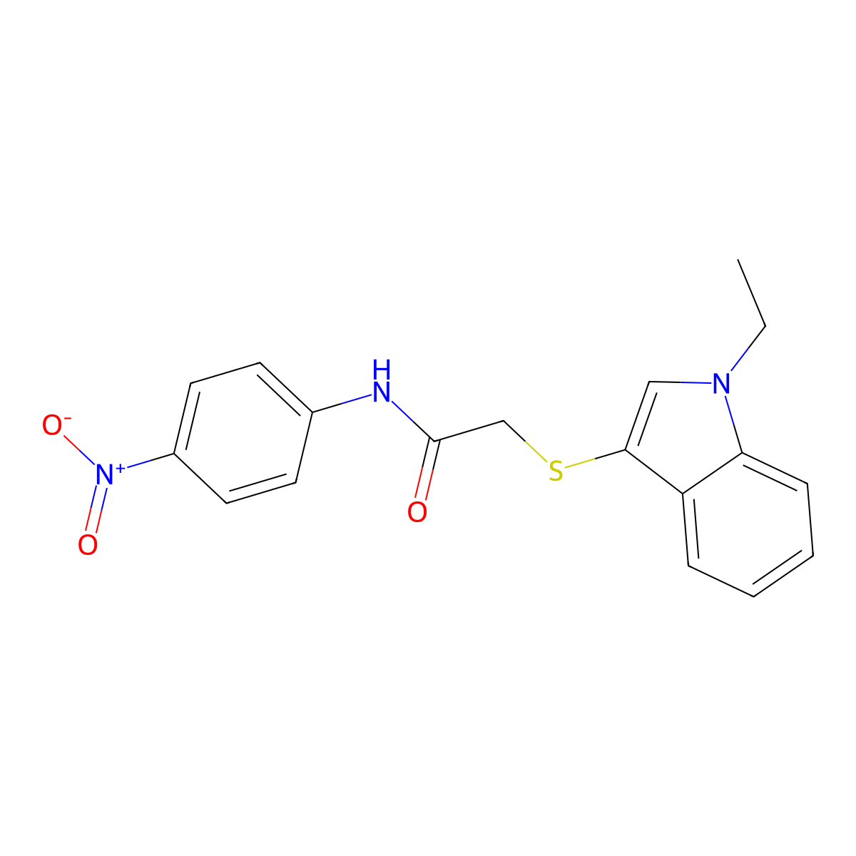 2-(1-ethylindol-3-yl)sulfanyl-N-(4-nitrophenyl)acetamide molecular structure, CAS 862825-67-0