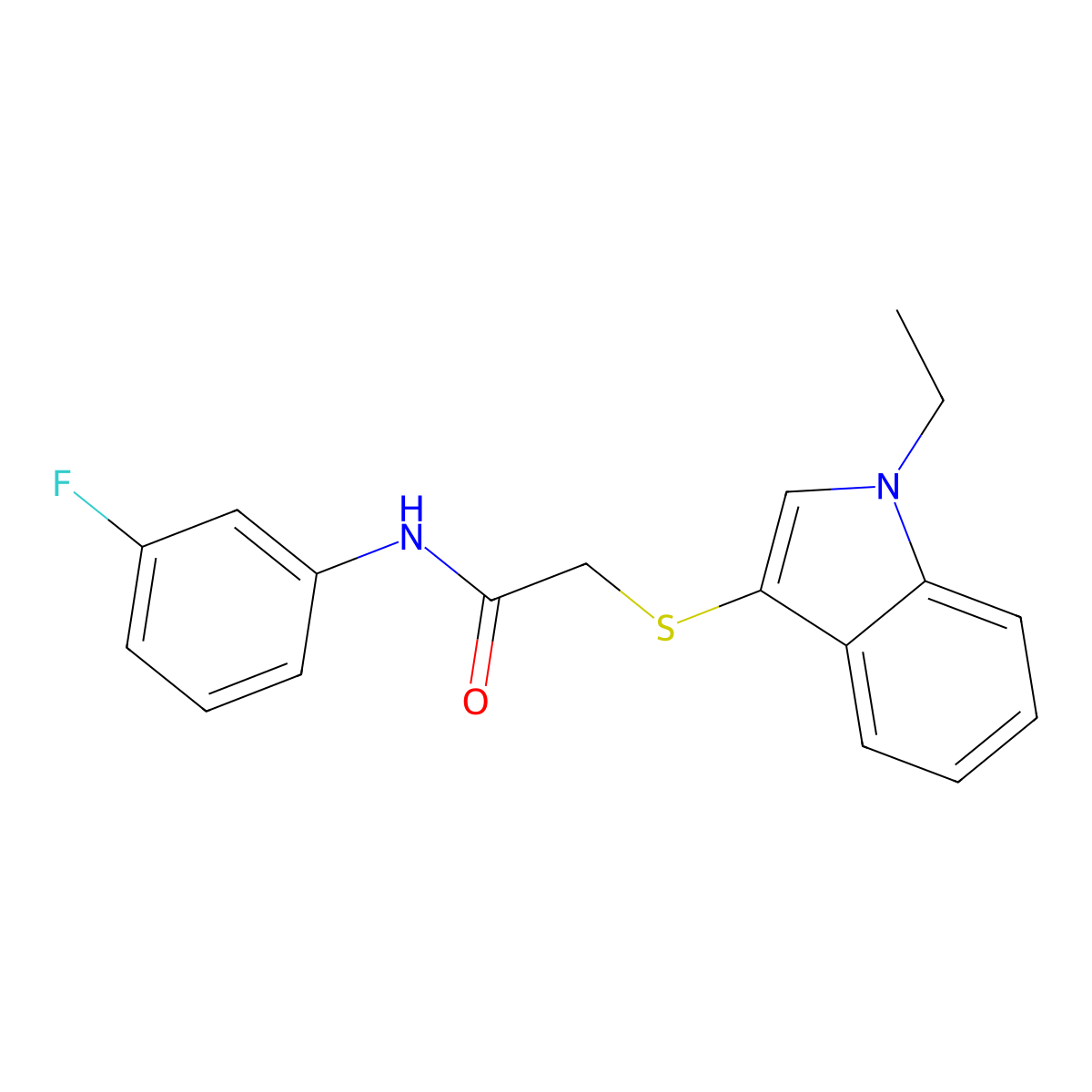 2-((1-ethyl-1H-indol-3-yl)thio)-N-(3-fluorophenyl)acetamide molecular structure, CAS 862825-68-1