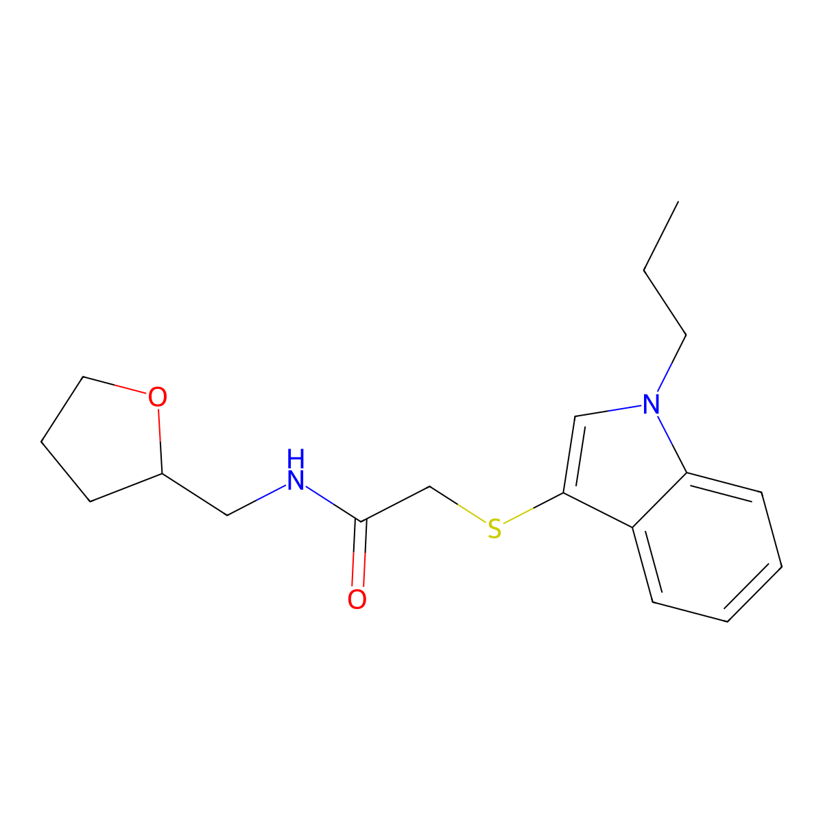 N-(oxolan-2-ylmethyl)-2-(1-propylindol-3-yl)sulfanylacetamide molecular structure, CAS 862825-69-2