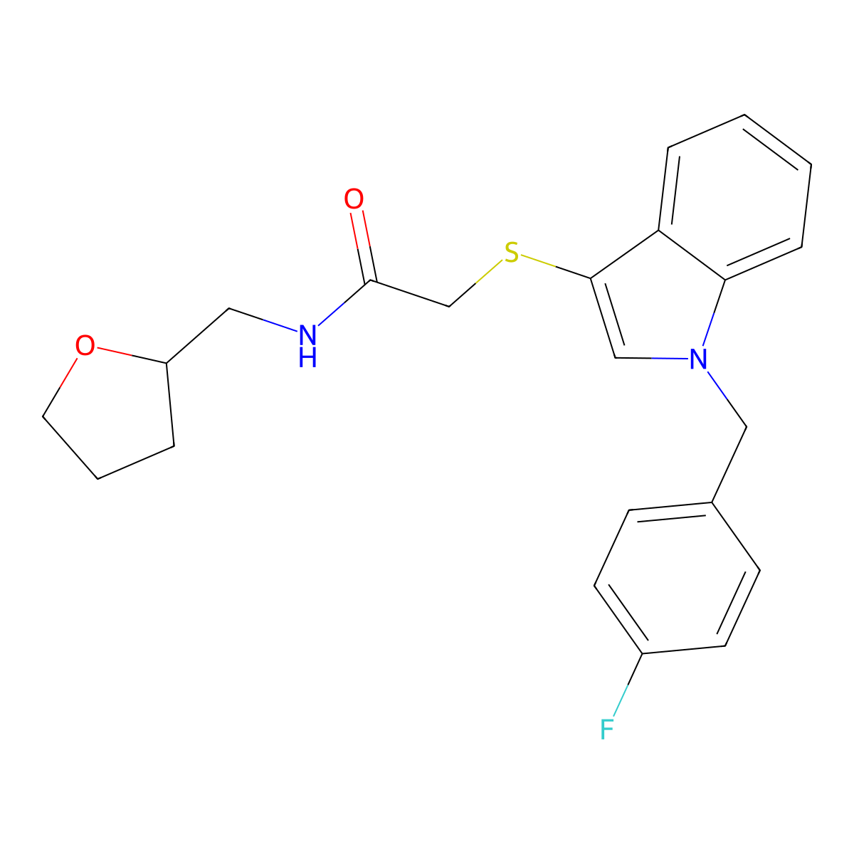 2-[1-[(4-fluorophenyl)methyl]indol-3-yl]sulfanyl-N-(oxolan-2-ylmethyl)acetamide molecular structure, CAS 862825-71-6