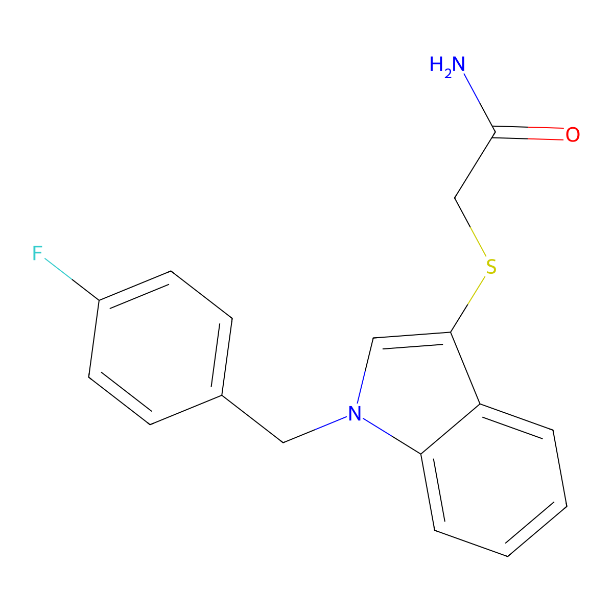 2-((1-(4-fluorobenzyl)-1H-indol-3-yl)thio)acetamide molecular structure, CAS 862825-72-7