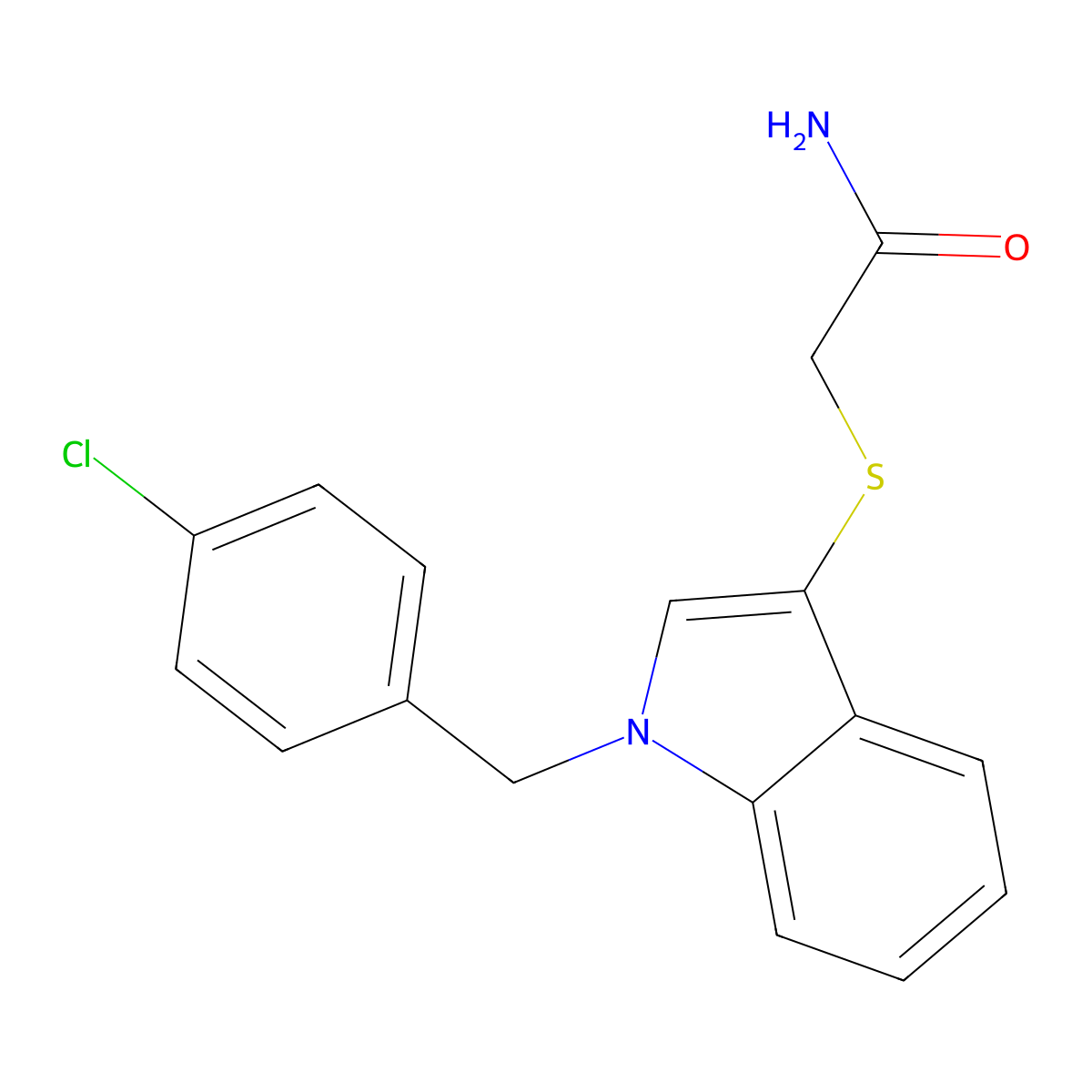 2-((1-(4-chlorobenzyl)-1H-indol-3-yl)thio)acetamide molecular structure, CAS 862825-74-9