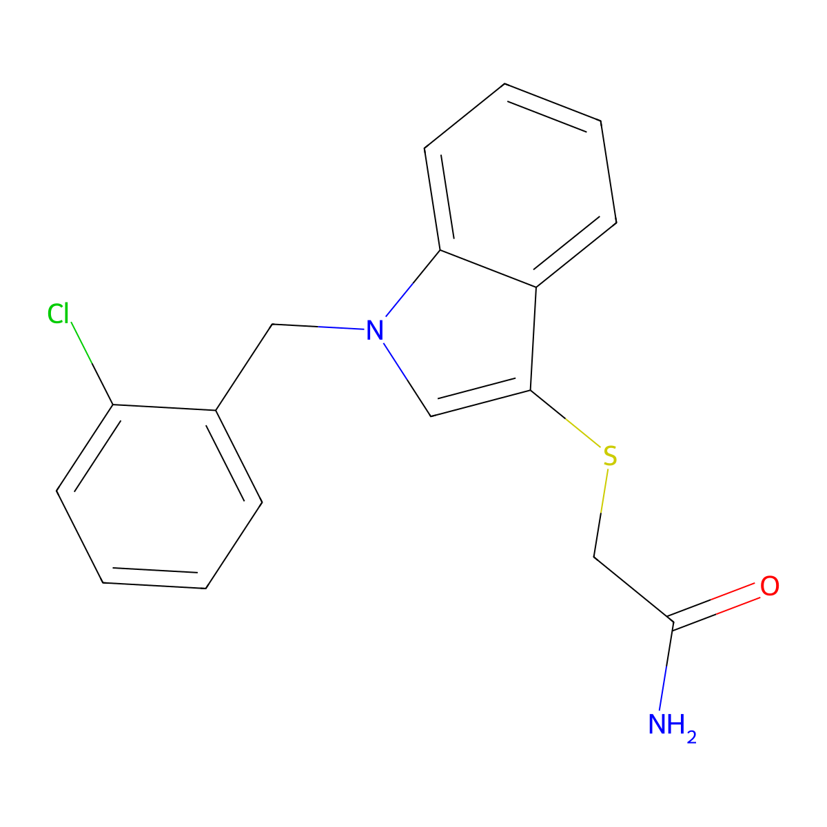 2-((1-(2-chlorobenzyl)-1H-indol-3-yl)thio)acetamide molecular structure, CAS 862825-79-4