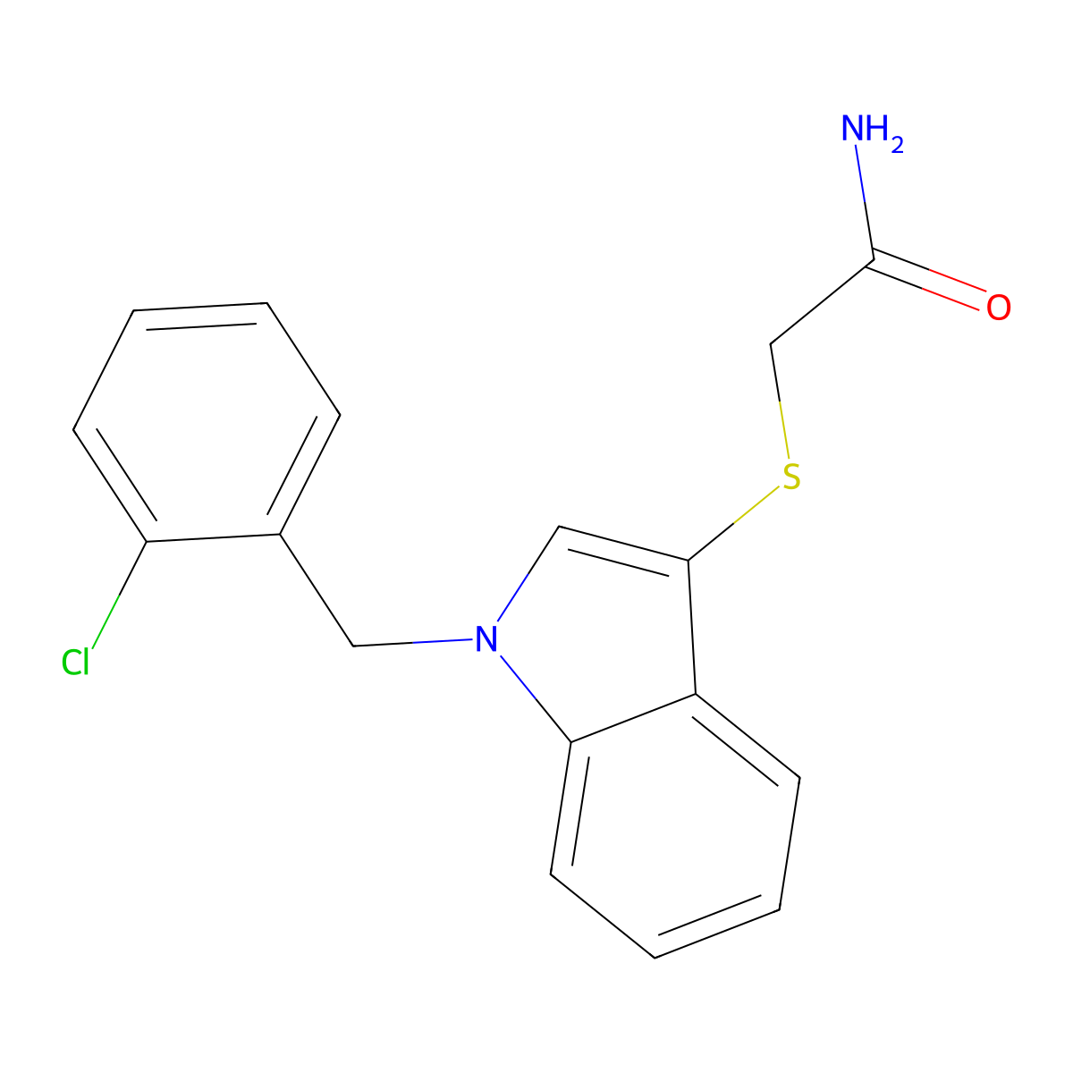 2-((1-(2-chlorobenzyl)-1H-indol-3-yl)thio)acetamide molecular structure, CAS 862825-79-4