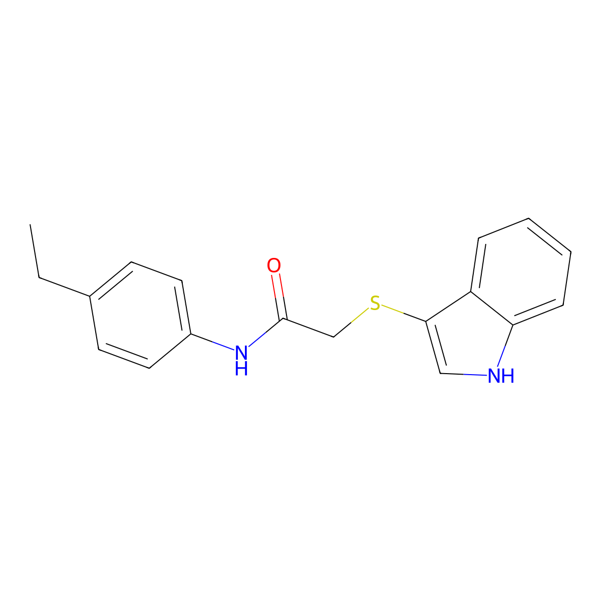N-(4-ethylphenyl)-2-(1H-indol-3-ylsulfanyl)acetamide molecular structure, CAS 862825-83-0