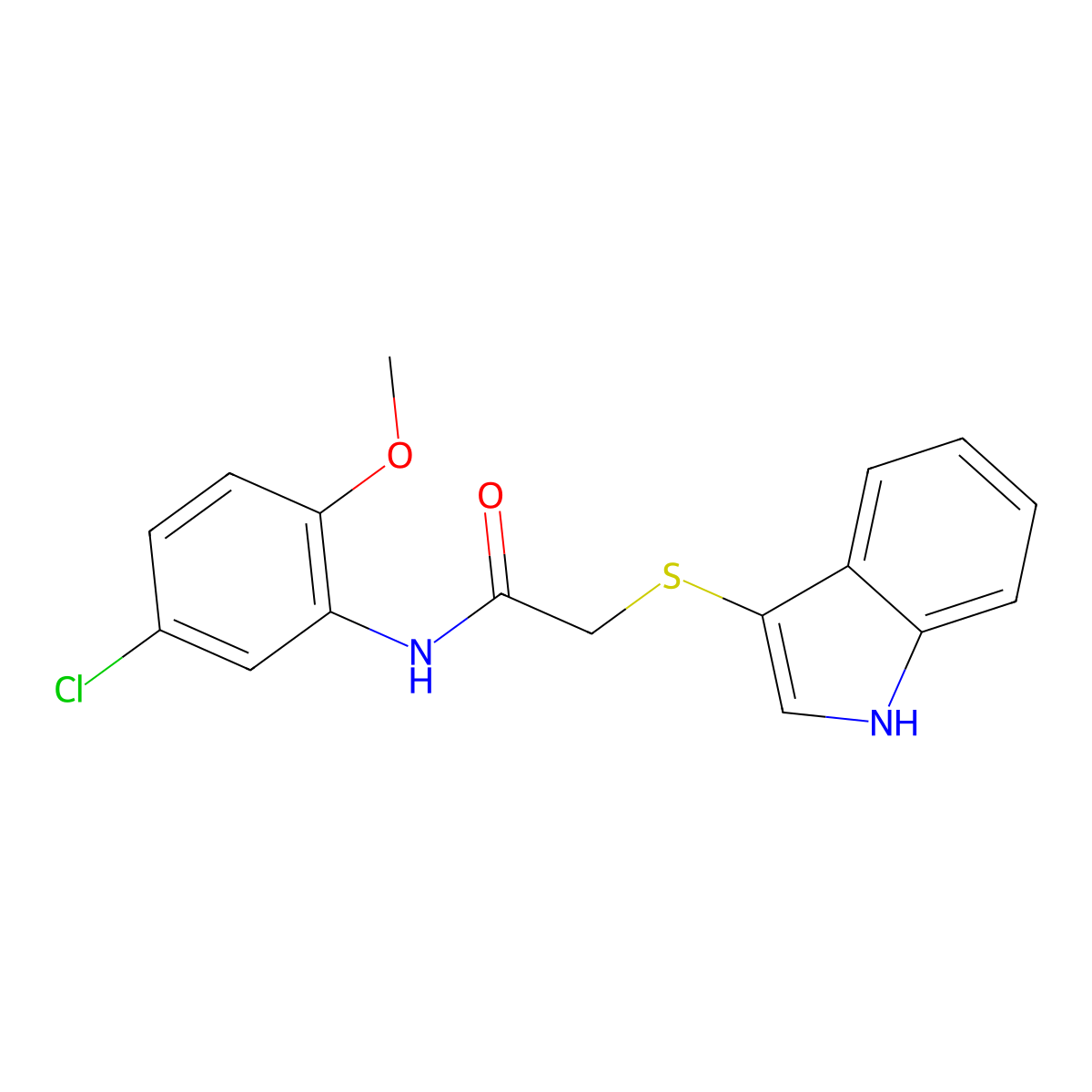 N-(5-chloro-2-methoxyphenyl)-2-(1H-indol-3-ylsulfanyl)acetamide molecular structure, CAS 862825-84-1
