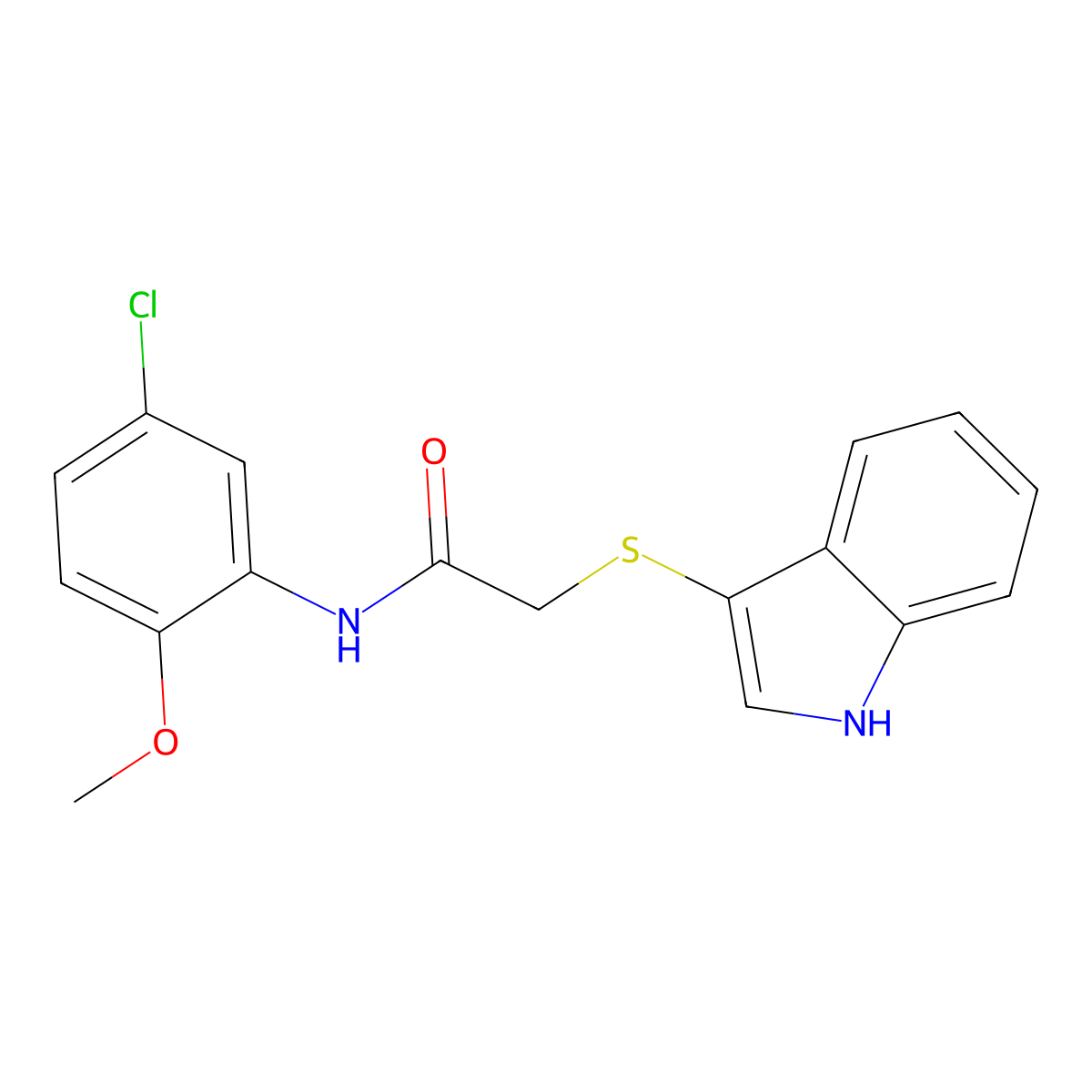 N-(5-chloro-2-methoxyphenyl)-2-(1H-indol-3-ylsulfanyl)acetamide molecular structure, CAS 862825-84-1