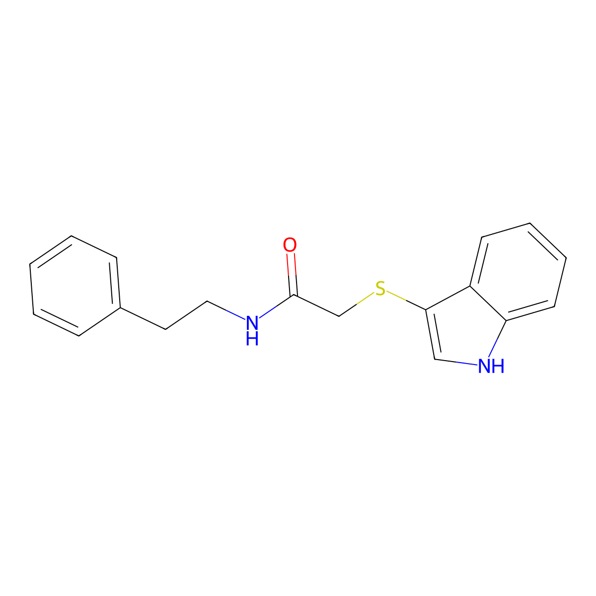 2-((1H-indol-3-yl)thio)-N-phenethylacetamide molecular structure, CAS 862825-86-3