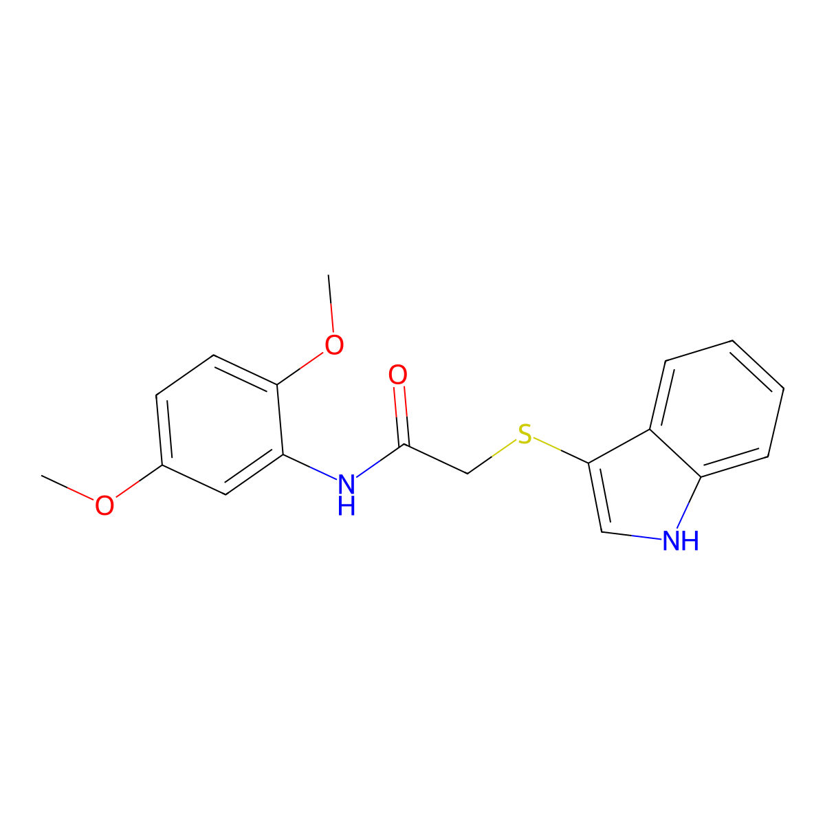 N-(2,5-dimethoxyphenyl)-2-(1H-indol-3-ylsulfanyl)acetamide molecular structure, CAS 862825-87-4