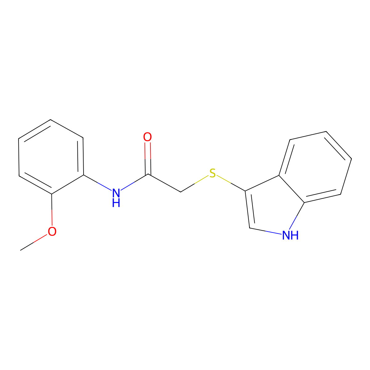 2-(1H-indol-3-ylsulfanyl)-N-(2-methoxyphenyl)acetamide molecular structure, CAS 862825-88-5