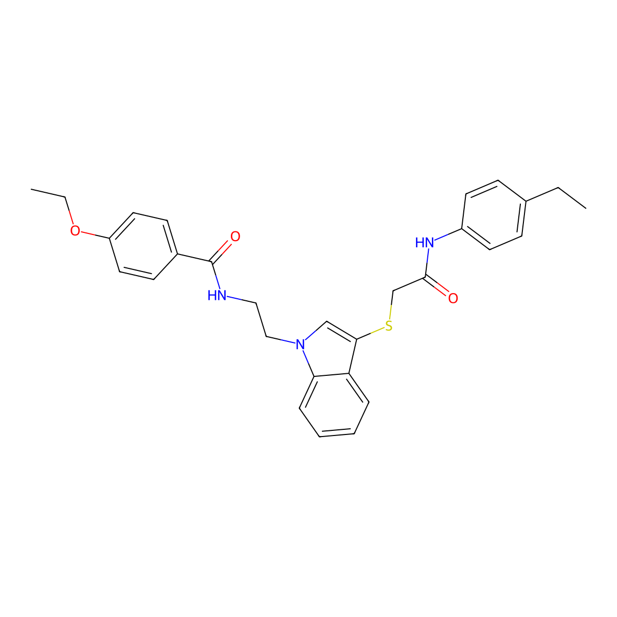 4-ethoxy-N-[2-[3-[2-(4-ethylanilino)-2-oxoethyl]sulfanylindol-1-yl]ethyl]benzamide molecular structure, CAS 862826-28-6