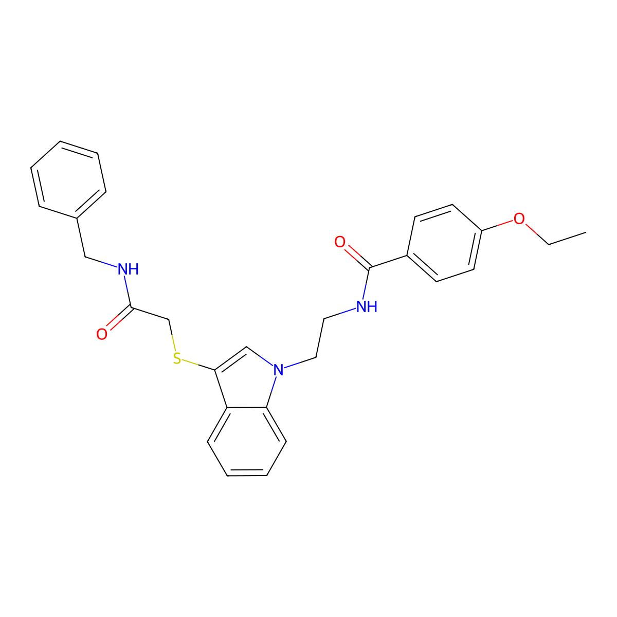 N-(2-(3-((2-(benzylamino)-2-oxoethyl)thio)-1H-indol-1-yl)ethyl)-4-ethoxybenzamide molecular structure, CAS 862826-31-1