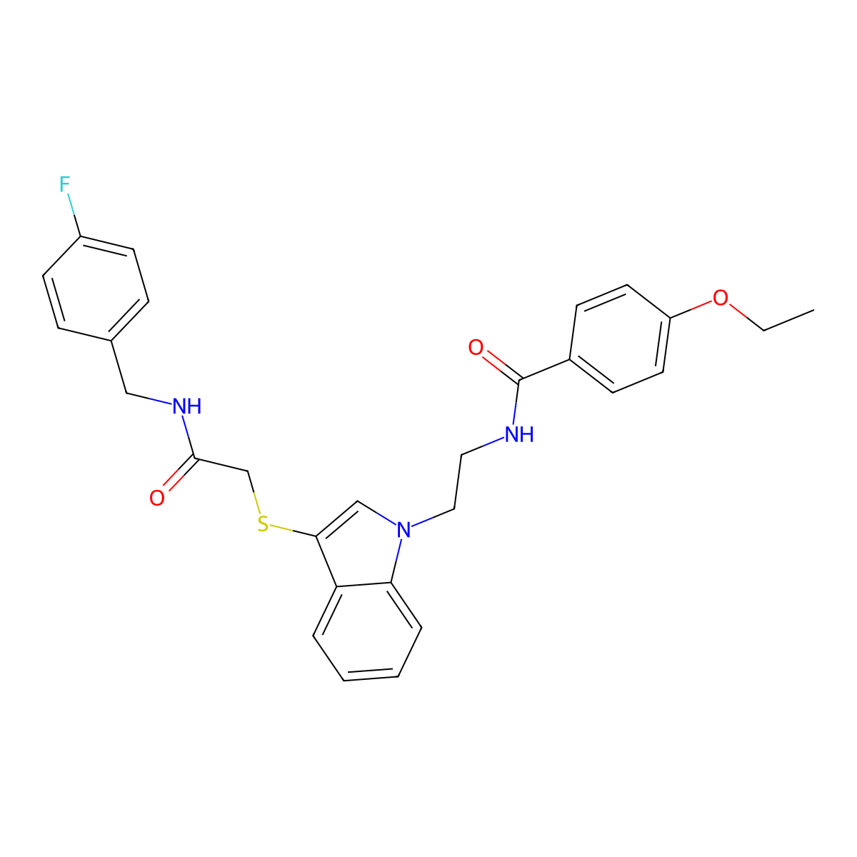 4-ethoxy-N-[2-[3-[2-[(4-fluorophenyl)methylamino]-2-oxoethyl]sulfanylindol-1-yl]ethyl]benzamide molecular structure, CAS 862826-32-2