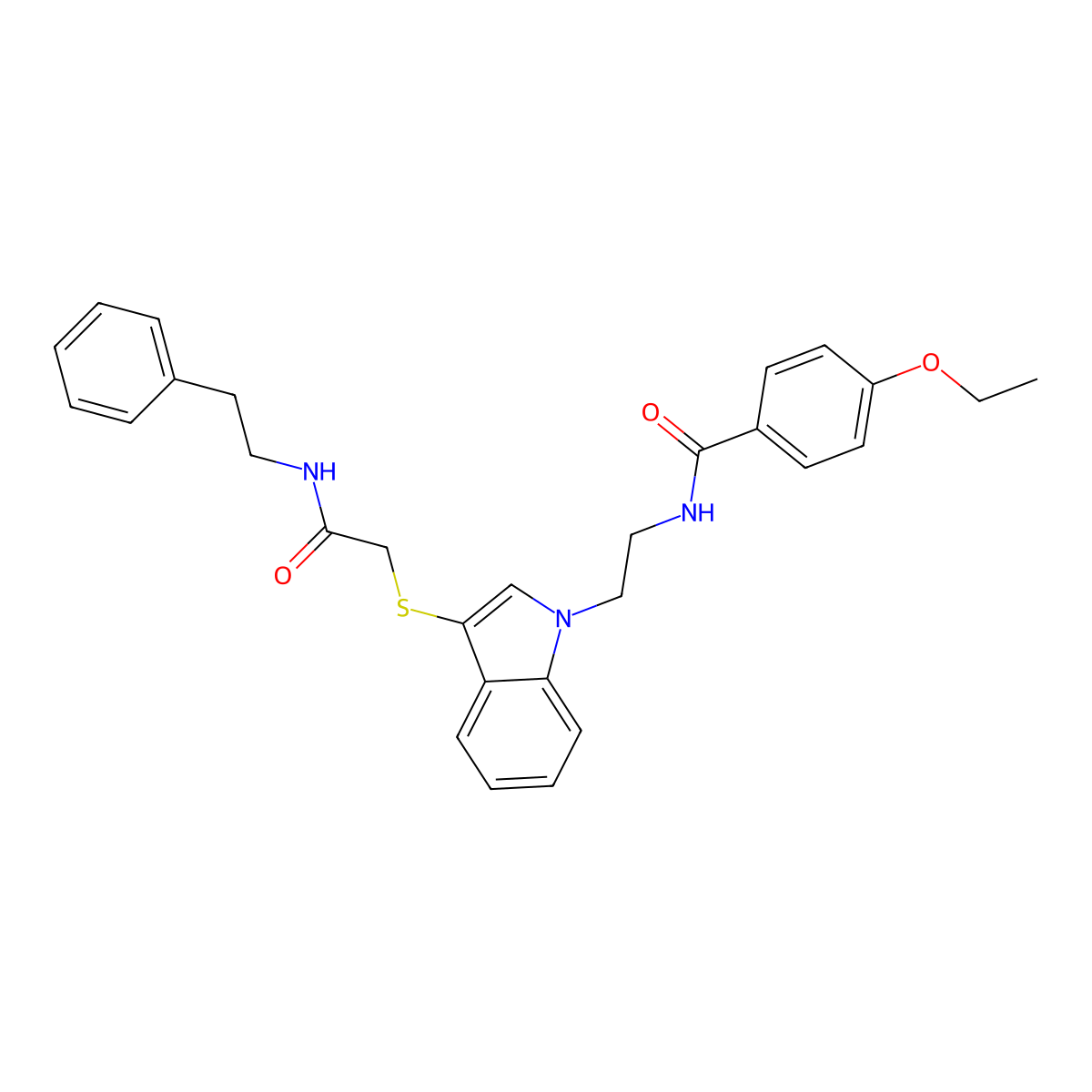 4-ethoxy-N-(2-(3-((2-oxo-2-(phenethylamino)ethyl)thio)-1H-indol-1-yl)ethyl)benzamide molecular structure, CAS 862826-33-3