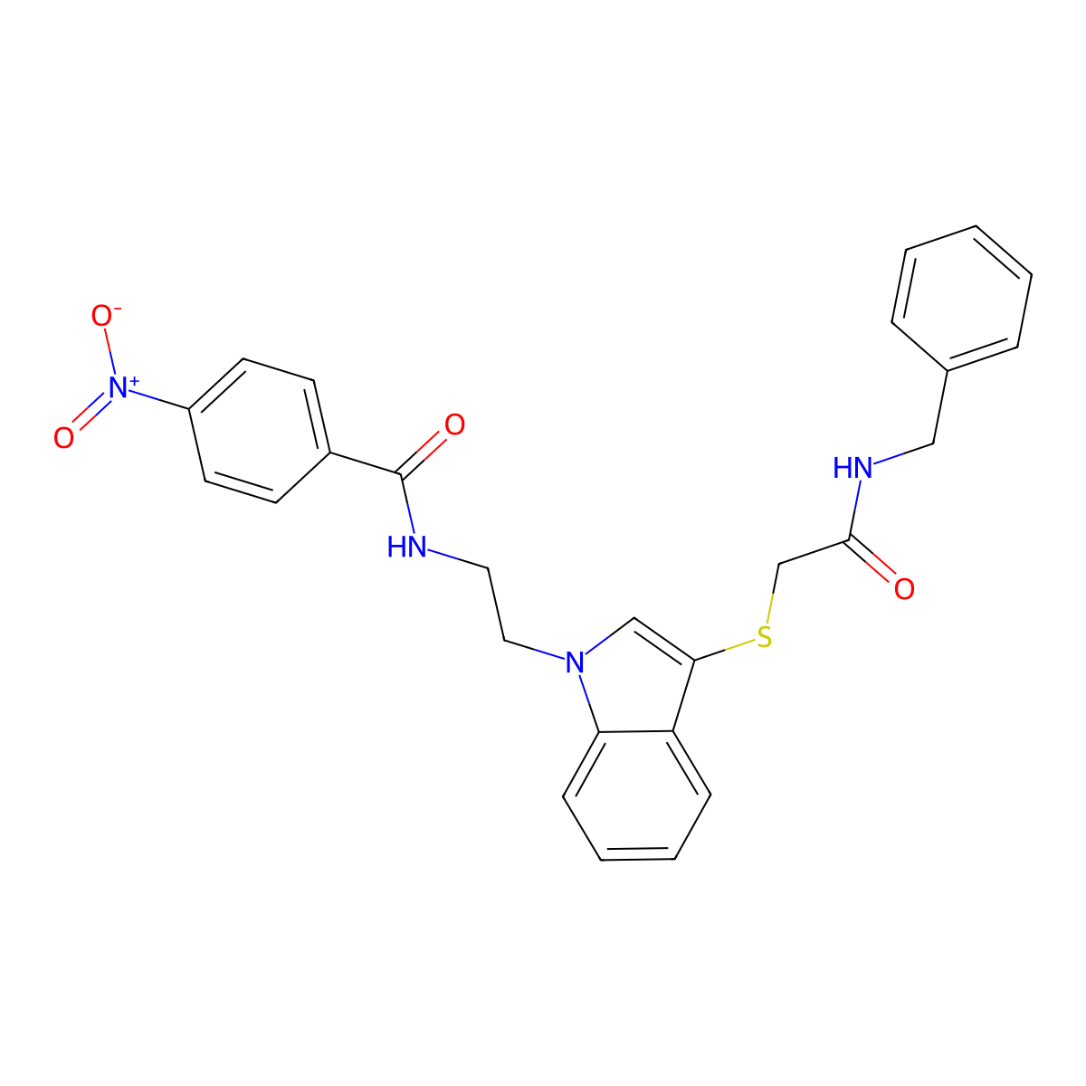 N-(2-(3-((2-(benzylamino)-2-oxoethyl)thio)-1H-indol-1-yl)ethyl)-4-nitrobenzamide molecular structure, CAS 862826-38-8