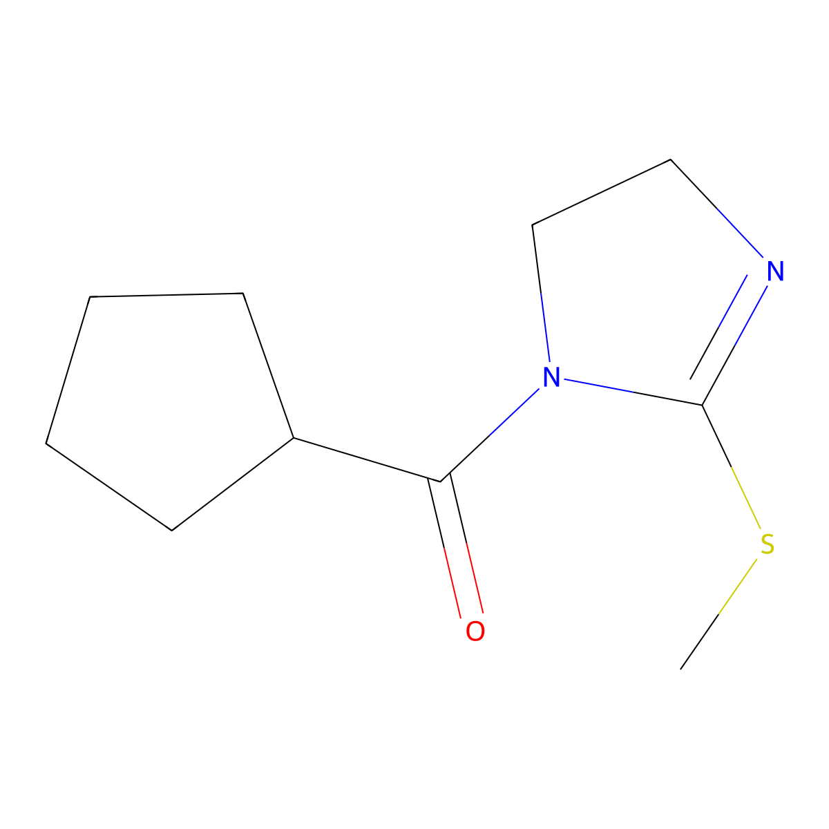 Cyclopentyl-(2-methylsulfanyl-4,5-dihydroimidazol-1-yl)methanone molecular structure, CAS 862826-57-1