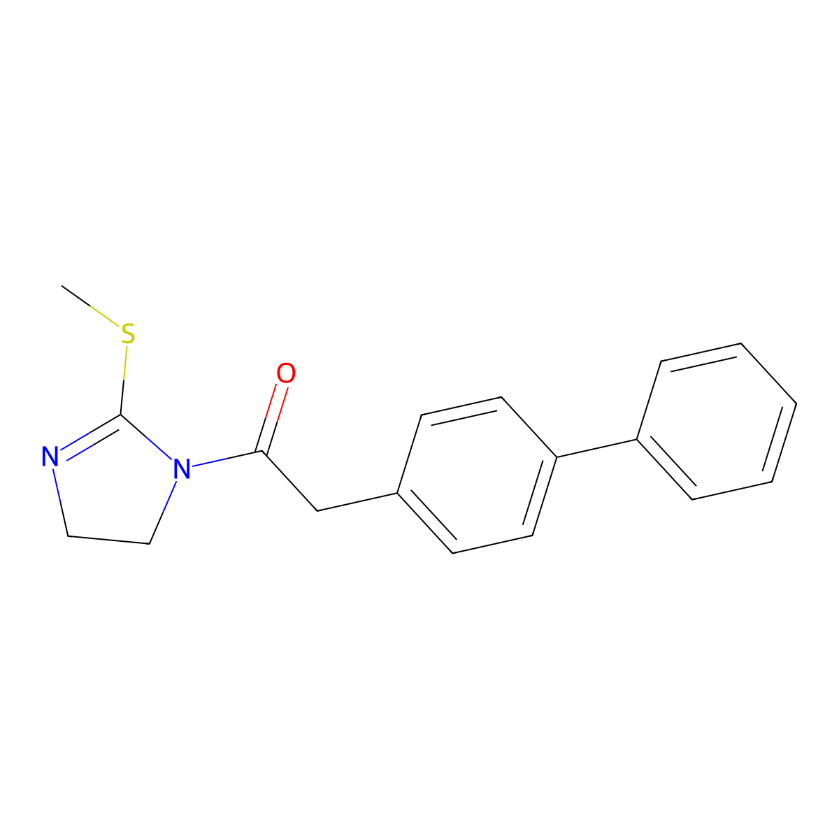 1-(2-Methylsulfanyl-4,5-dihydroimidazol-1-yl)-2-(4-phenylphenyl)ethanone molecular structure, CAS 862826-58-2