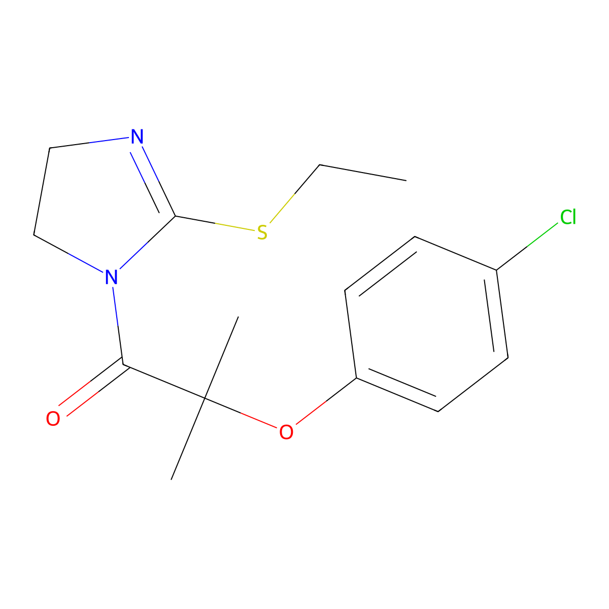 2-(4-Chlorophenoxy)-1-(2-ethylsulfanyl-4,5-dihydroimidazol-1-yl)-2-methylpropan-1-one molecular structure, CAS 862826-61-7
