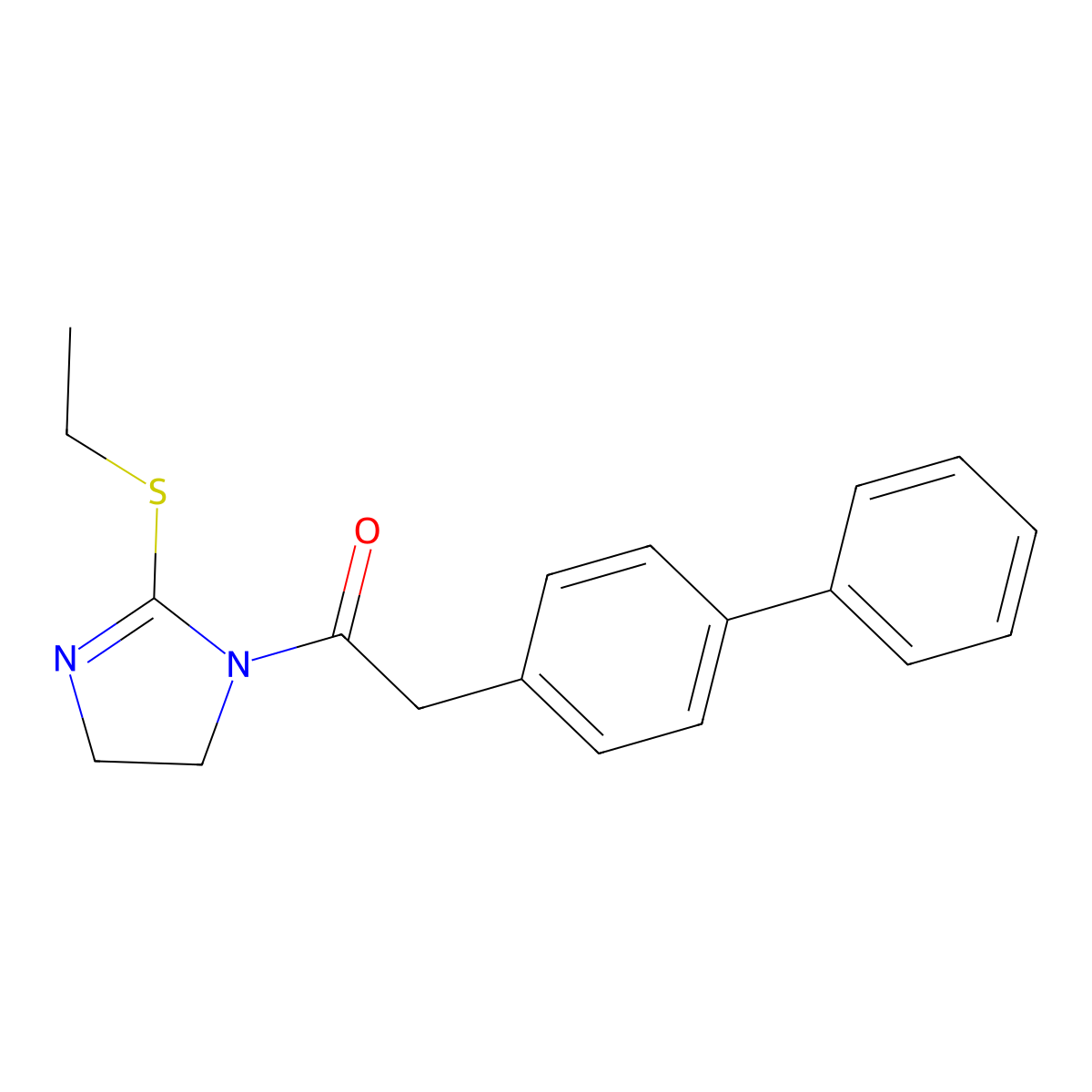 1-(2-Ethylsulfanyl-4,5-dihydroimidazol-1-yl)-2-(4-phenylphenyl)ethanone molecular structure, CAS 862826-62-8