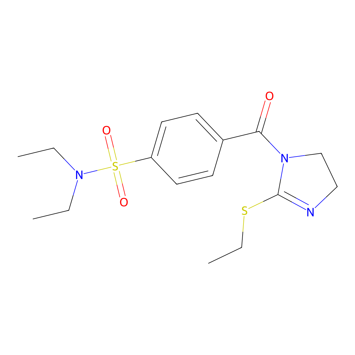 N,N-diethyl-4-(2-ethylsulfanyl-4,5-dihydroimidazole-1-carbonyl)benzenesulfonamide molecular structure, CAS 862826-64-0