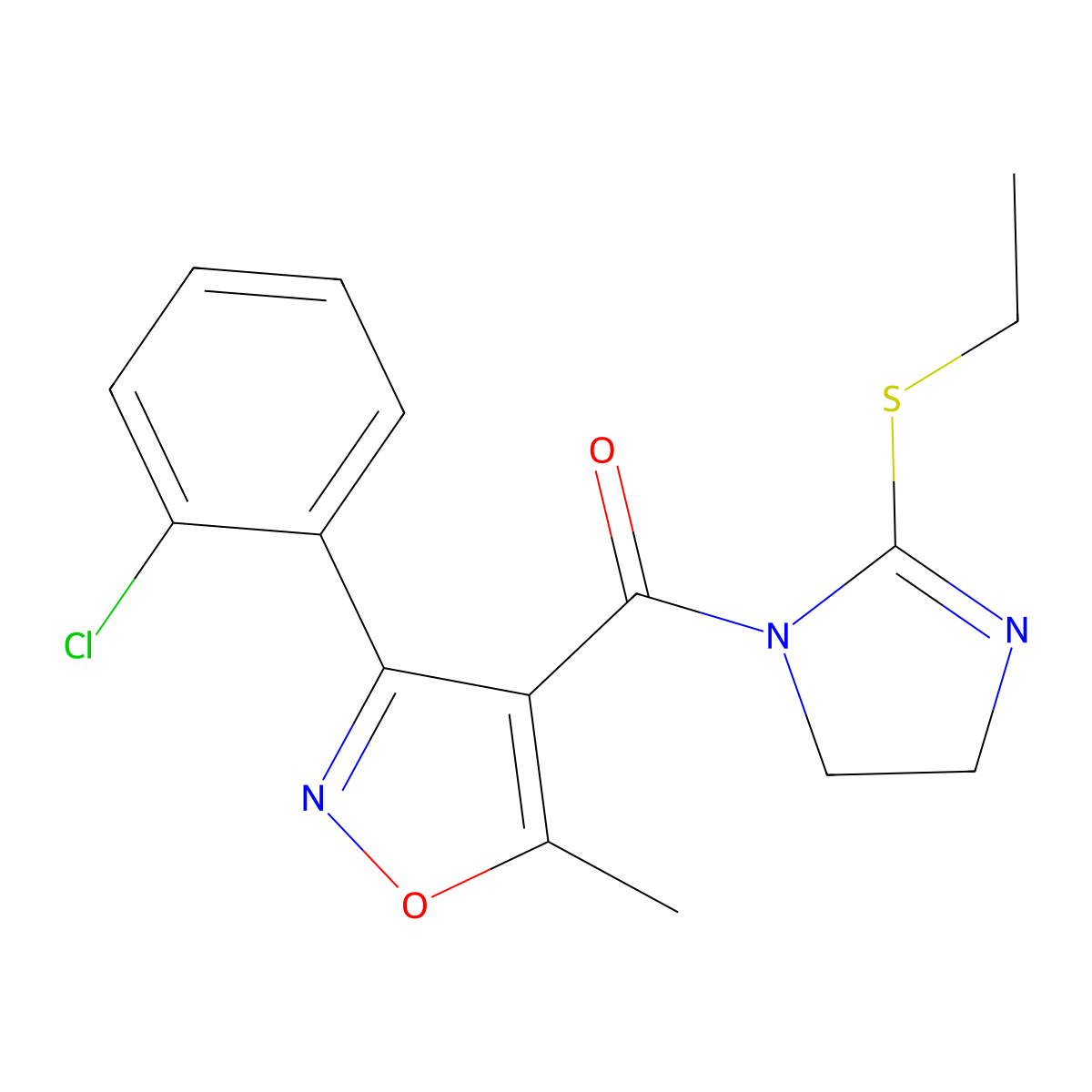 (3-(2-chlorophenyl)-5-methylisoxazol-4-yl)(2-(ethylthio)-4,5-dihydro-1H-imidazol-1-yl)methanone molecular structure, CAS 862826-67-3