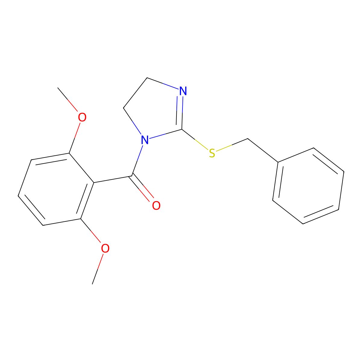 (2-(benzylthio)-4,5-dihydro-1H-imidazol-1-yl)(2,6-dimethoxyphenyl)methanone molecular structure, CAS 862826-69-5