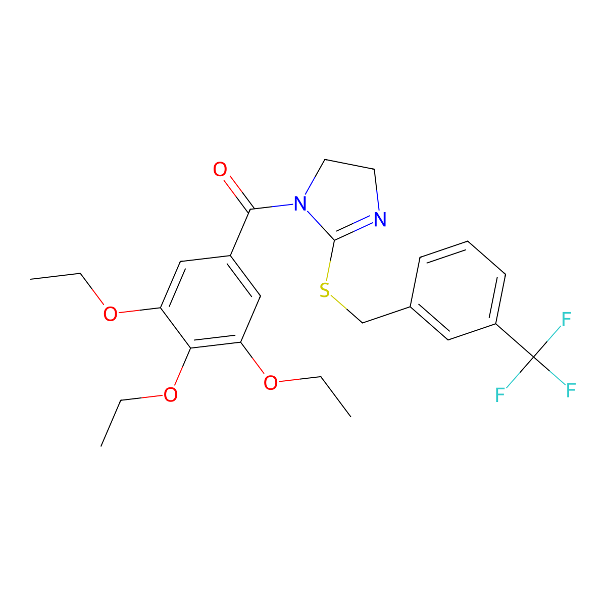 (3,4,5-Triethoxyphenyl)-[2-[[3-(trifluoromethyl)phenyl]methylsulfanyl]-4,5-dihydroimidazol-1-yl]methanone molecular structure, CAS 862827-01-8