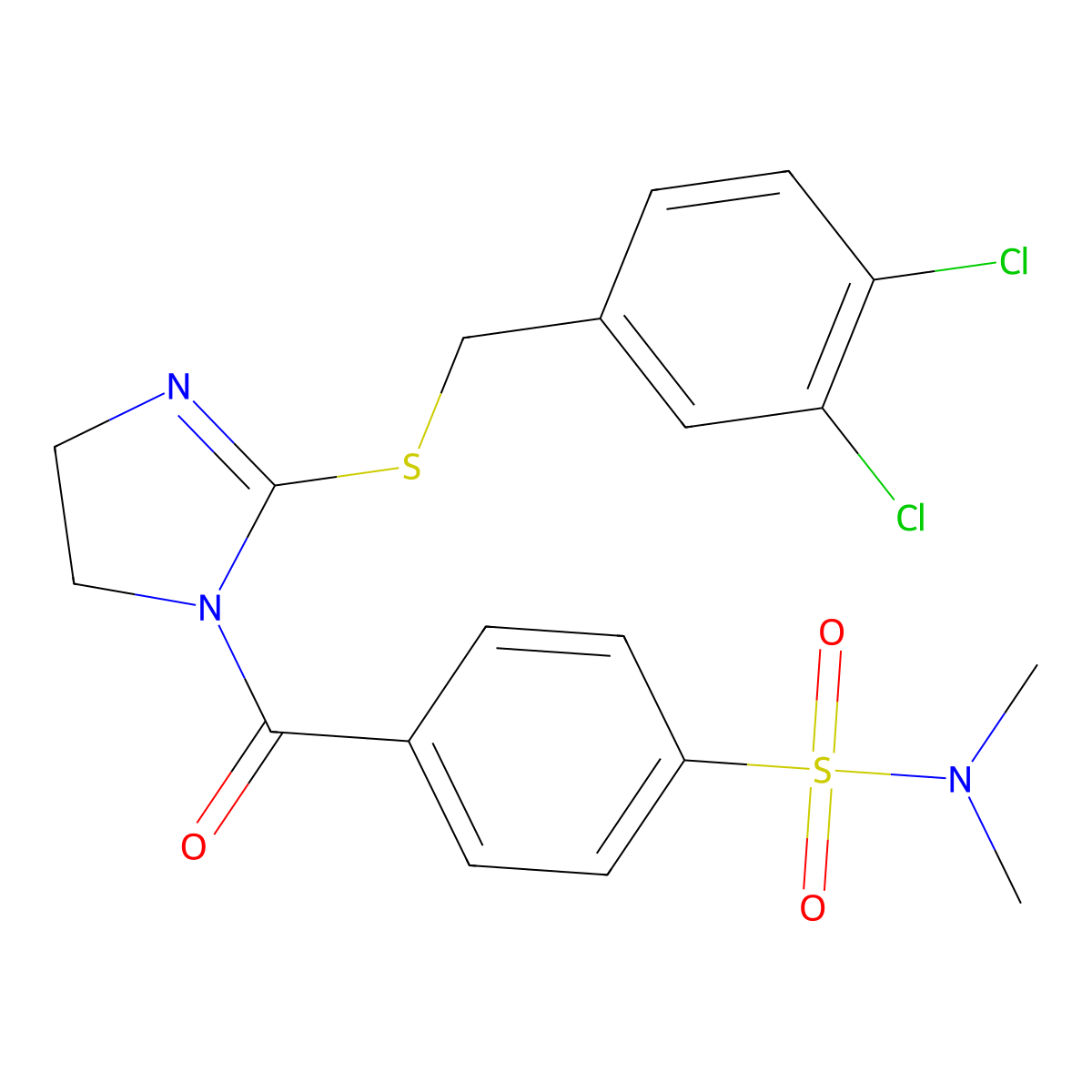 4-[2-[(3,4-dichlorophenyl)methylsulfanyl]-4,5-dihydroimidazole-1-carbonyl]-N,N-dimethylbenzenesulfonamide molecular structure, CAS 862827-03-0