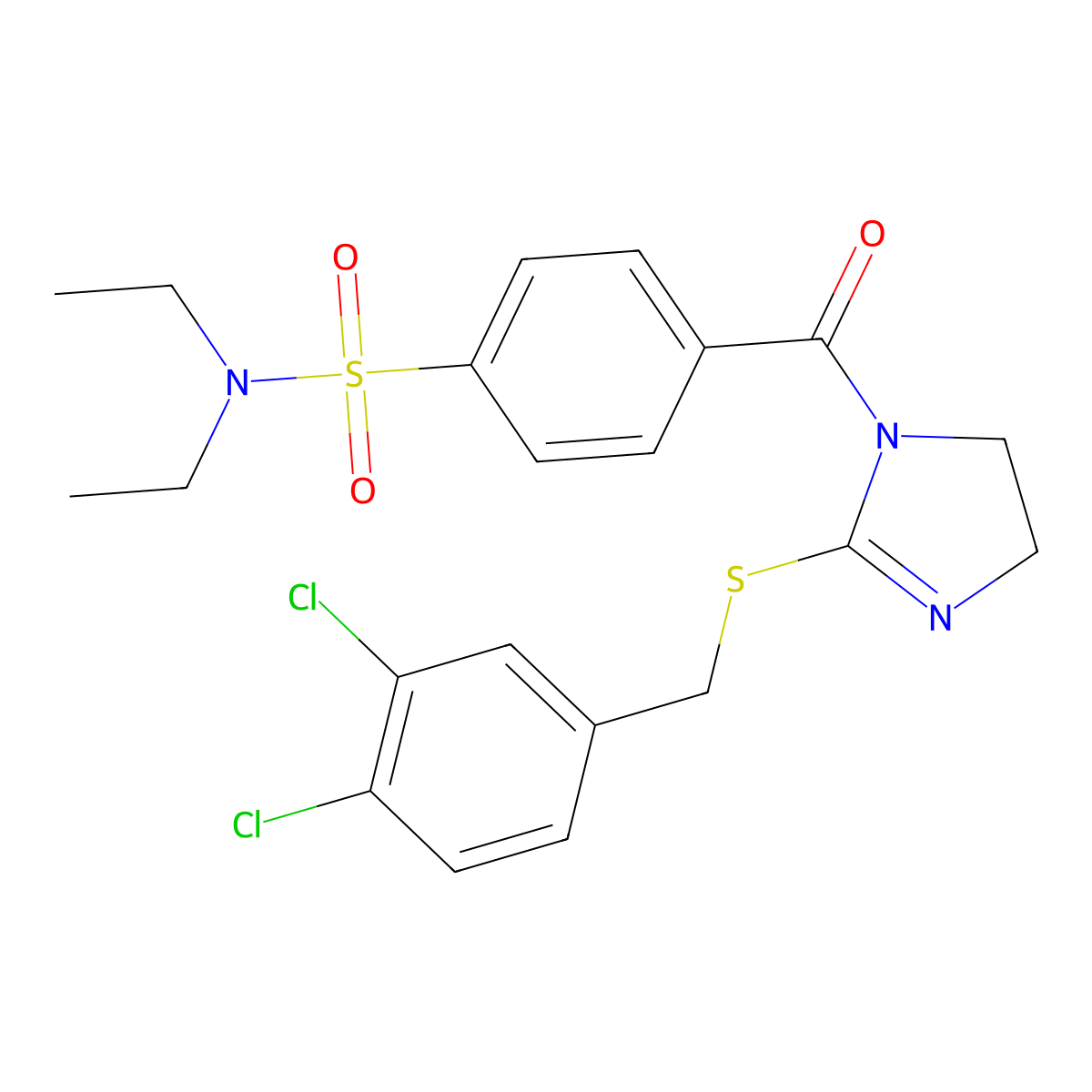 4-(2-((3,4-dichlorobenzyl)thio)-4,5-dihydro-1H-imidazole-1-carbonyl)-N,N-diethylbenzenesulfonamide molecular structure, CAS 862827-04-1
