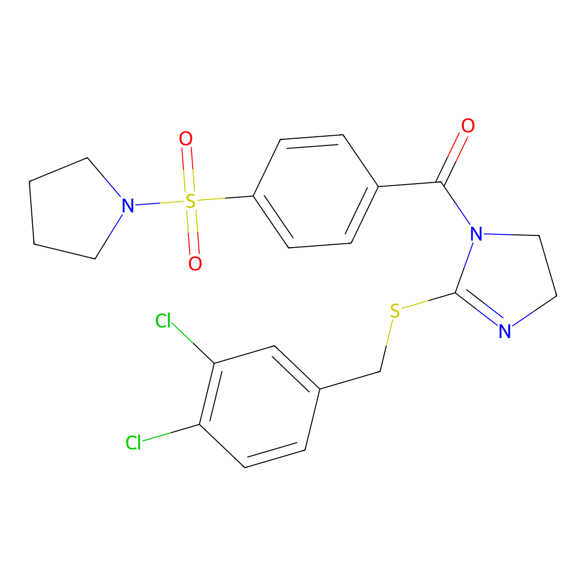 [2-[(3,4-Dichlorophenyl)methylsulfanyl]-4,5-dihydroimidazol-1-yl]-(4-pyrrolidin-1-ylsulfonylphenyl)methanone molecular structure, CAS 862827-05-2