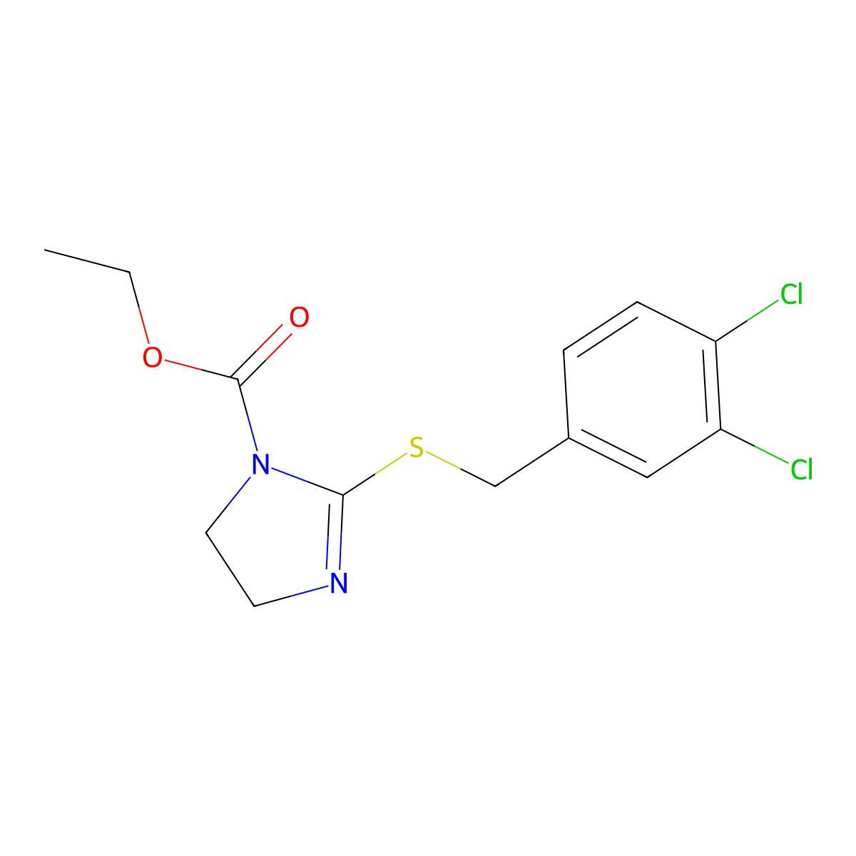 Ethyl 2-[(3,4-dichlorophenyl)methylsulfanyl]-4,5-dihydroimidazole-1-carboxylate molecular structure, CAS 862827-06-3