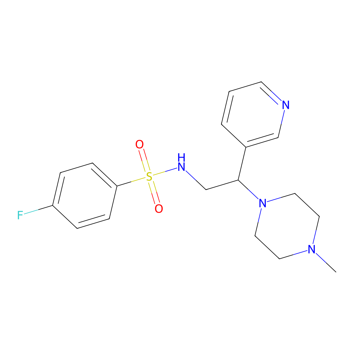 4-fluoro-N-[2-(4-methylpiperazin-1-yl)-2-pyridin-3-ylethyl]benzenesulfonamide molecular structure, CAS 862827-24-5