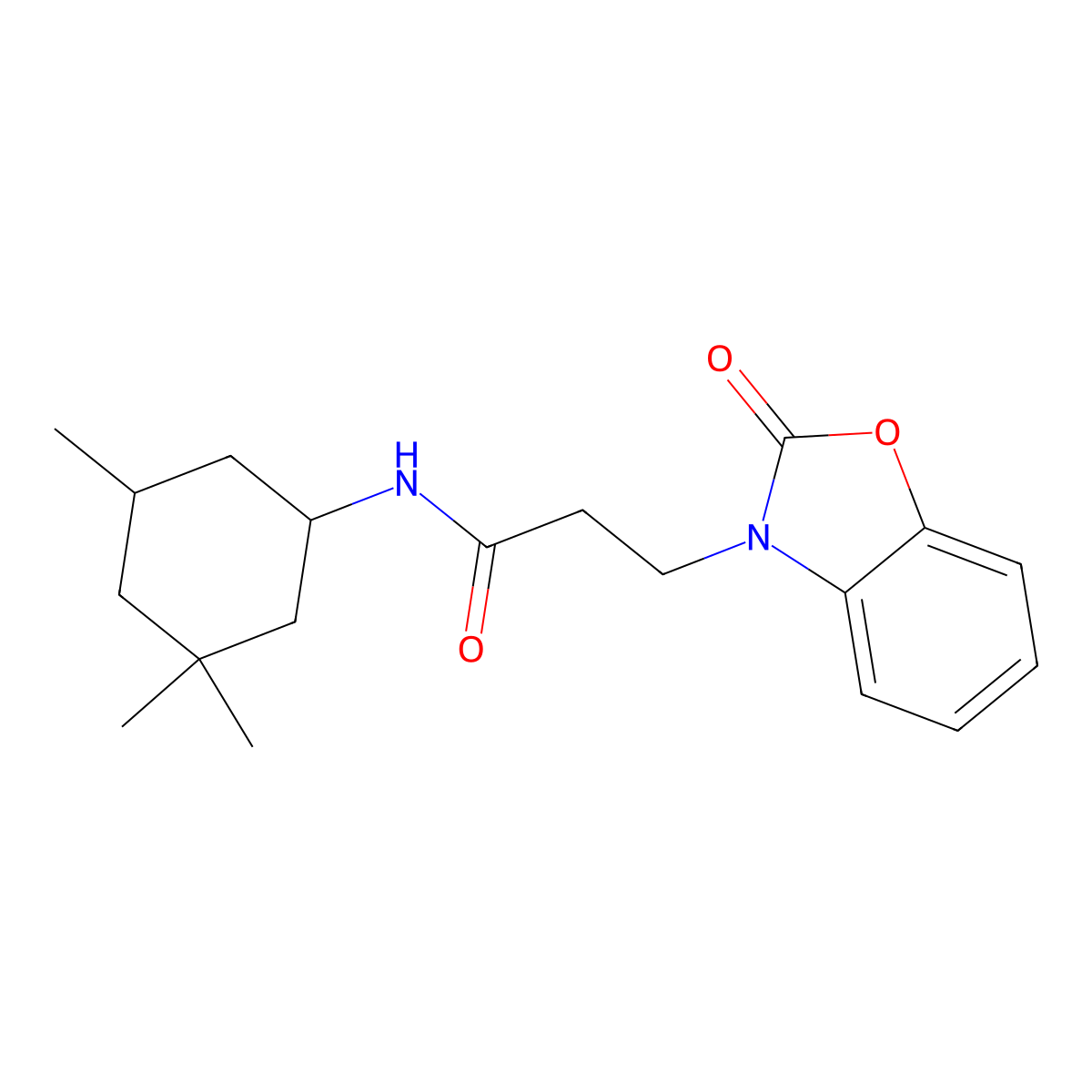 3-(2-oxo-1,3-benzoxazol-3(2H)-yl)-N-(3,3,5-trimethylcyclohexyl)propanamide molecular structure, CAS 862827-40-5
