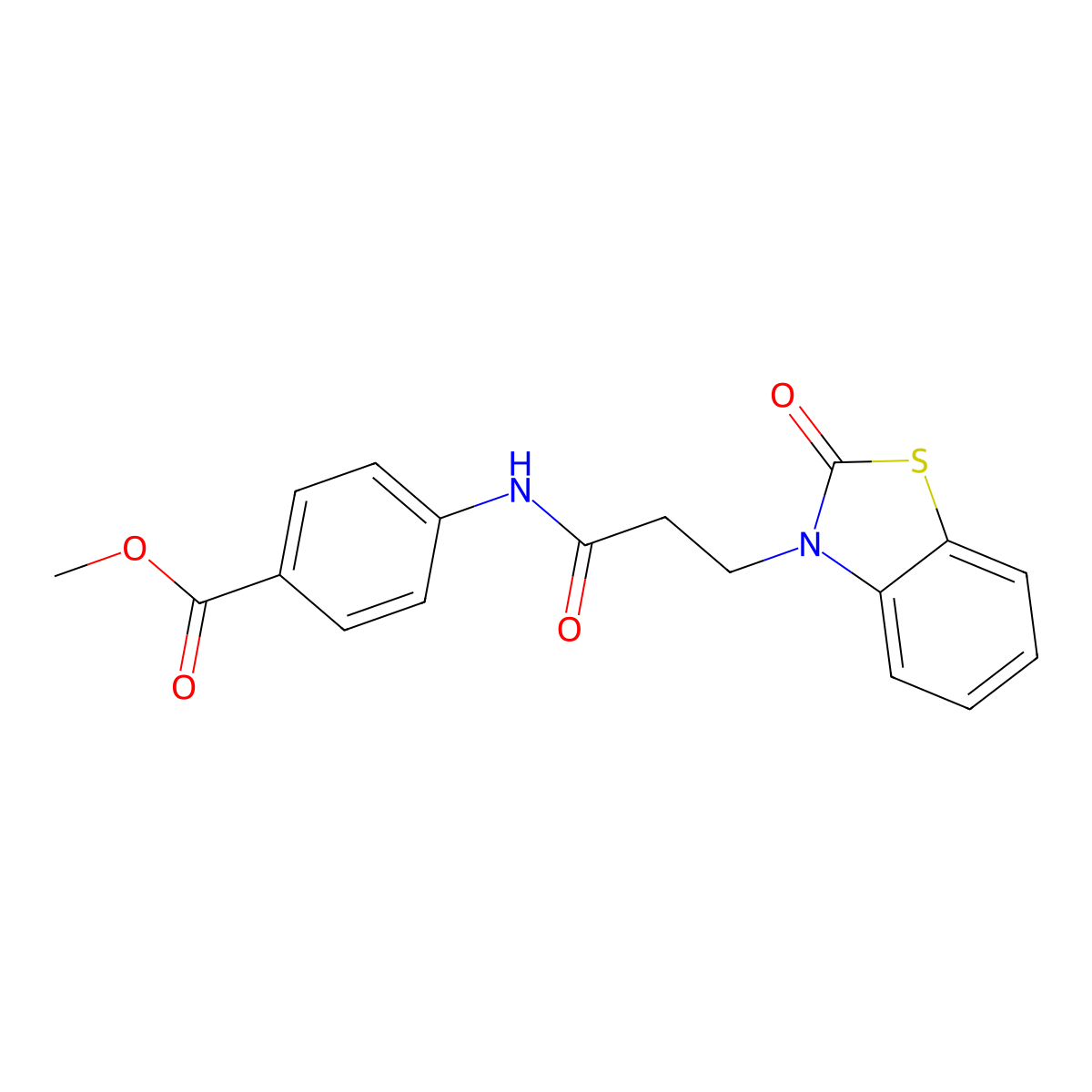 Methyl 4-[3-(2-oxo-2,3-dihydro-1,3-benzothiazol-3-yl)propanamido]benzoate molecular structure, CAS 862827-86-9