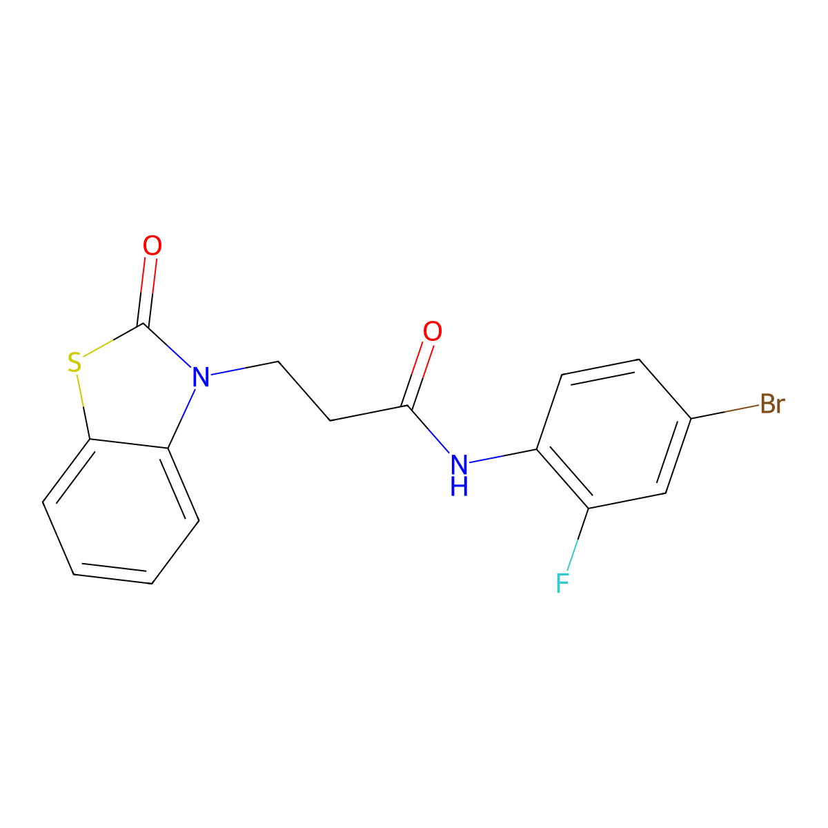N-(4-bromo-2-fluorophenyl)-3-(2-oxo-1,3-benzothiazol-3(2H)-yl)propanamide molecular structure, CAS 862827-90-5
