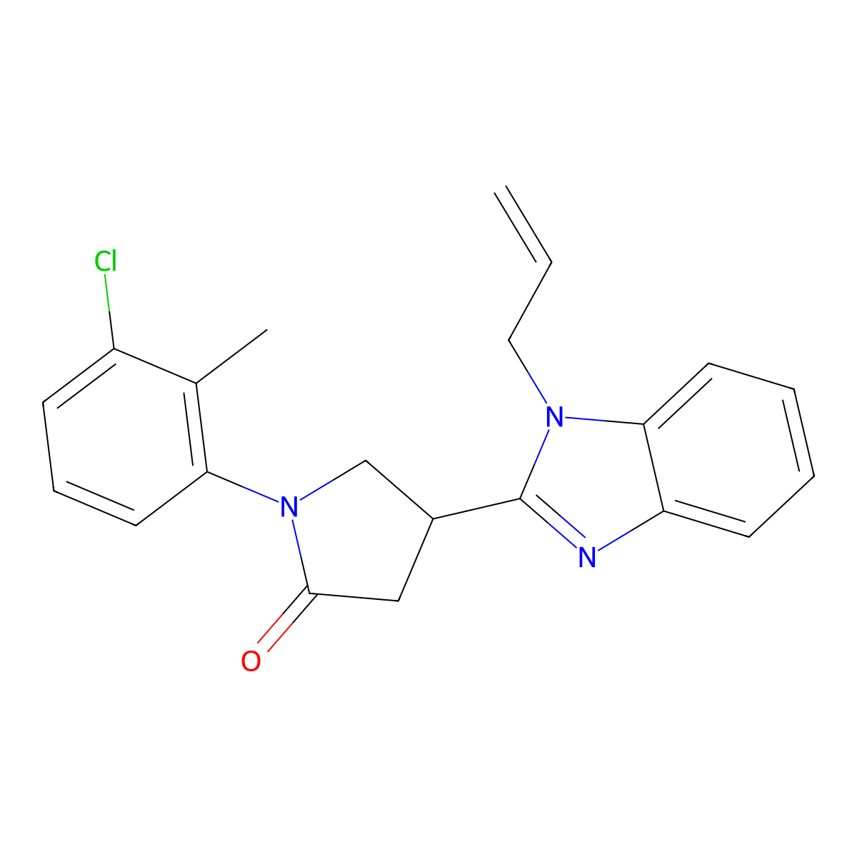 4-(1-allyl-1H-benzo[d]imidazol-2-yl)-1-(3-chloro-2-methylphenyl)pyrrolidin-2-one molecular structure, CAS 862828-02-2