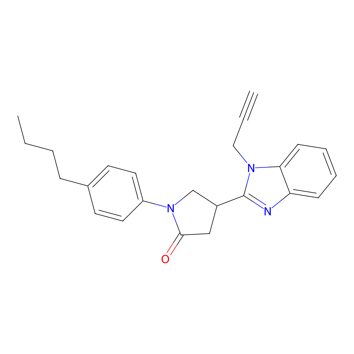 1-(4-butylphenyl)-4-(1-(prop-2-yn-1-yl)-1H-benzo[d]imidazol-2-yl)pyrrolidin-2-one molecular structure, CAS 862828-05-5