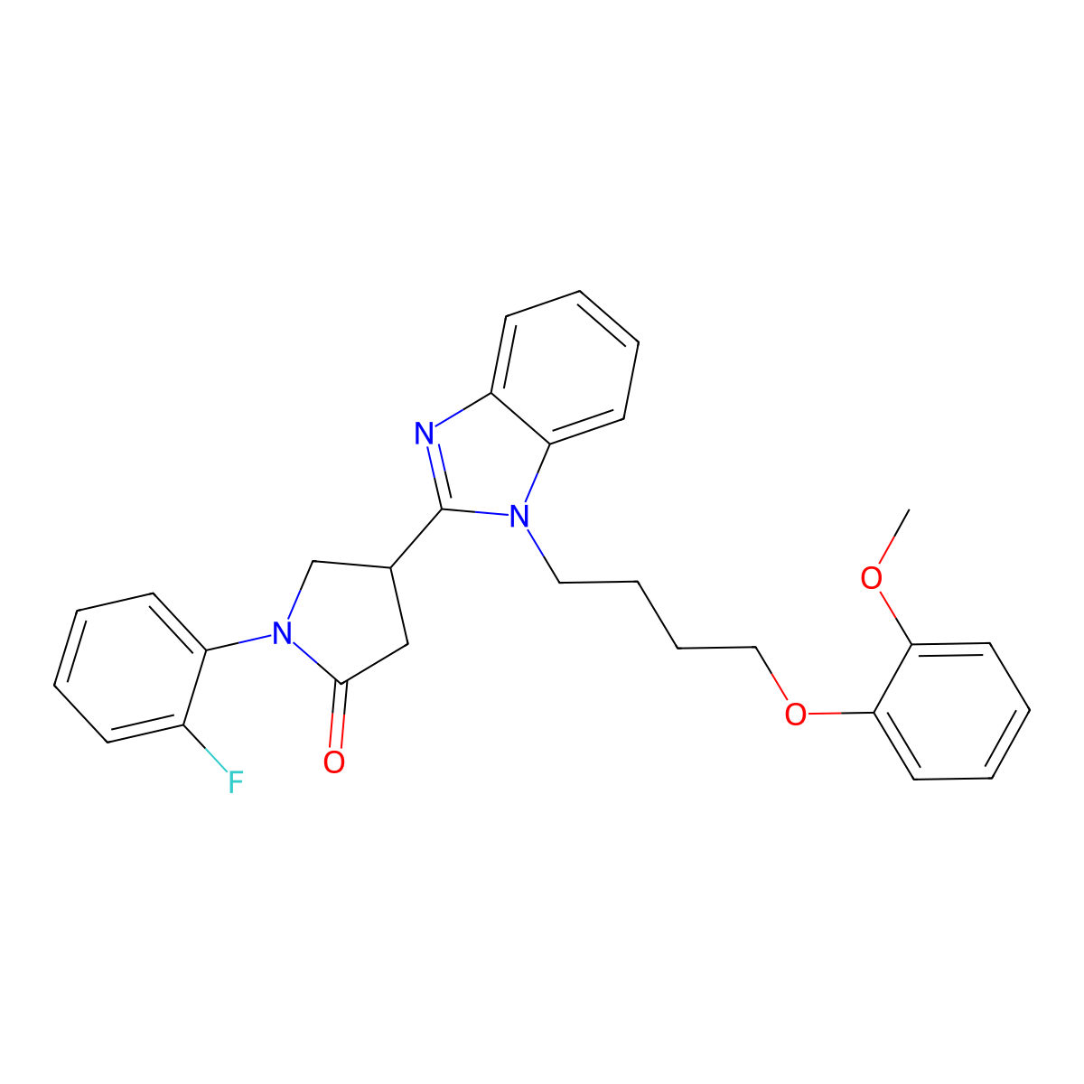 1-(2-fluorophenyl)-4-{1-[4-(2-methoxyphenoxy)butyl]-1H-1,3-benzodiazol-2-yl}pyrrolidin-2-one molecular structure, CAS 862828-30-6