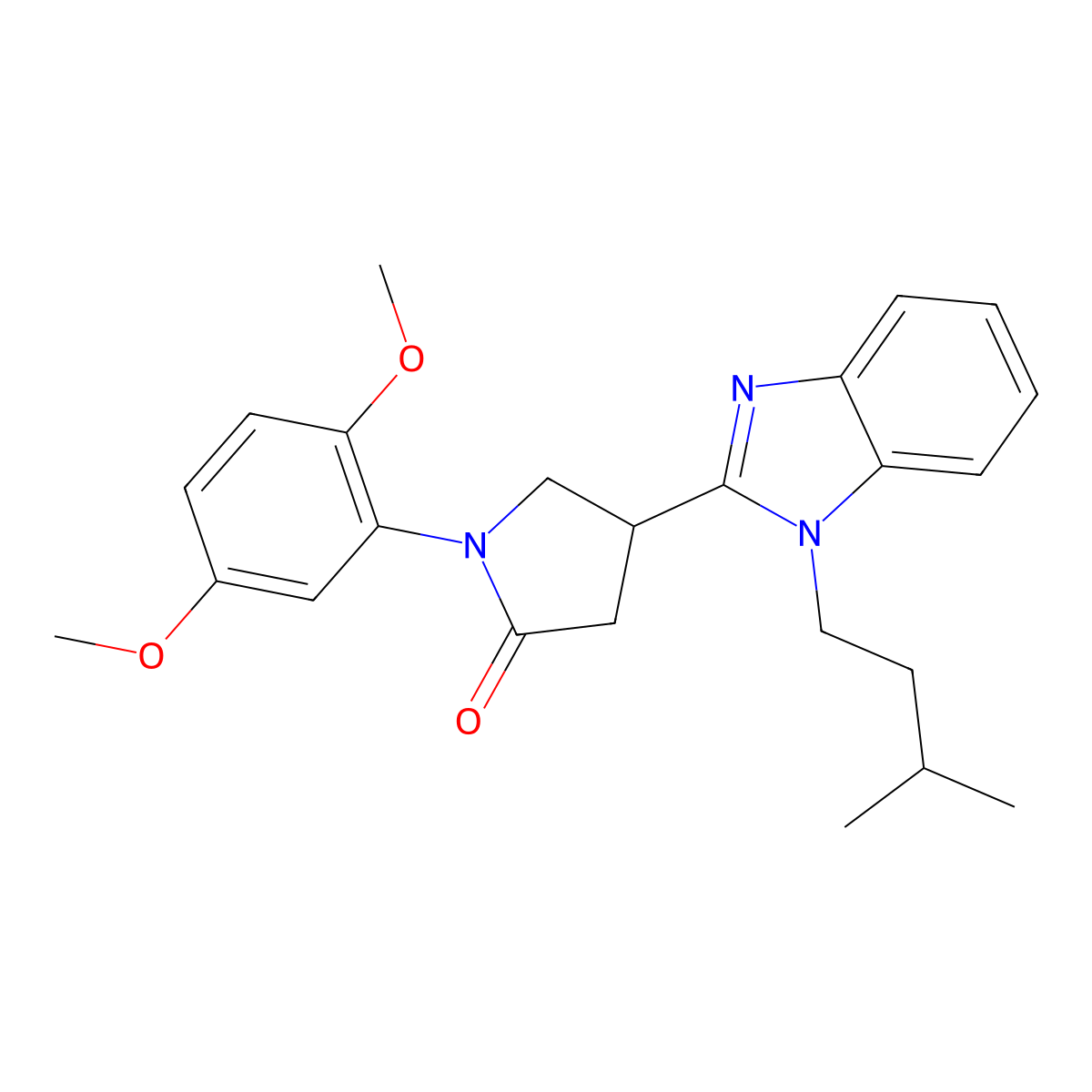 1-(2,5-Dimethoxyphenyl)-4-[1-(3-methylbutyl)benzimidazol-2-yl]pyrrolidin-2-one molecular structure, CAS 862828-46-4