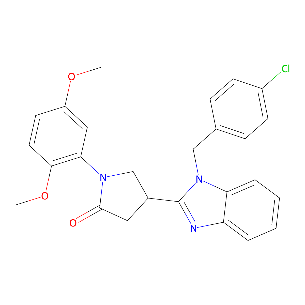 4-[1-[(4-Chlorophenyl)methyl]benzimidazol-2-yl]-1-(2,5-dimethoxyphenyl)pyrrolidin-2-one molecular structure, CAS 862828-47-5
