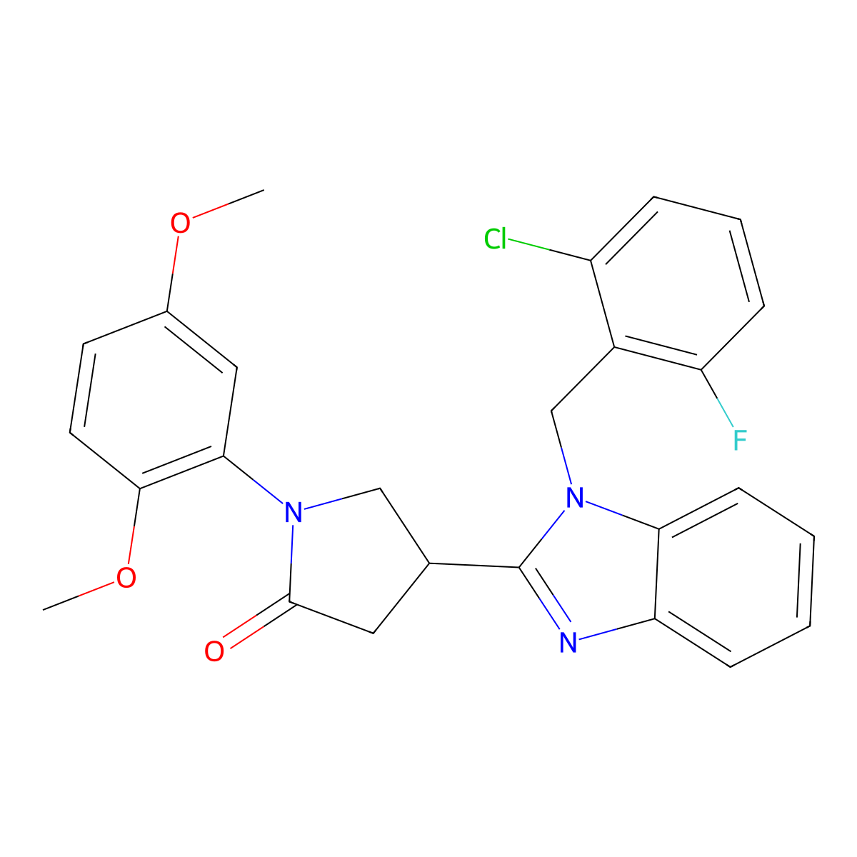 4-[1-[(2-Chloro-6-fluorophenyl)methyl]benzimidazol-2-yl]-1-(2,5-dimethoxyphenyl)pyrrolidin-2-one molecular structure, CAS 862828-48-6