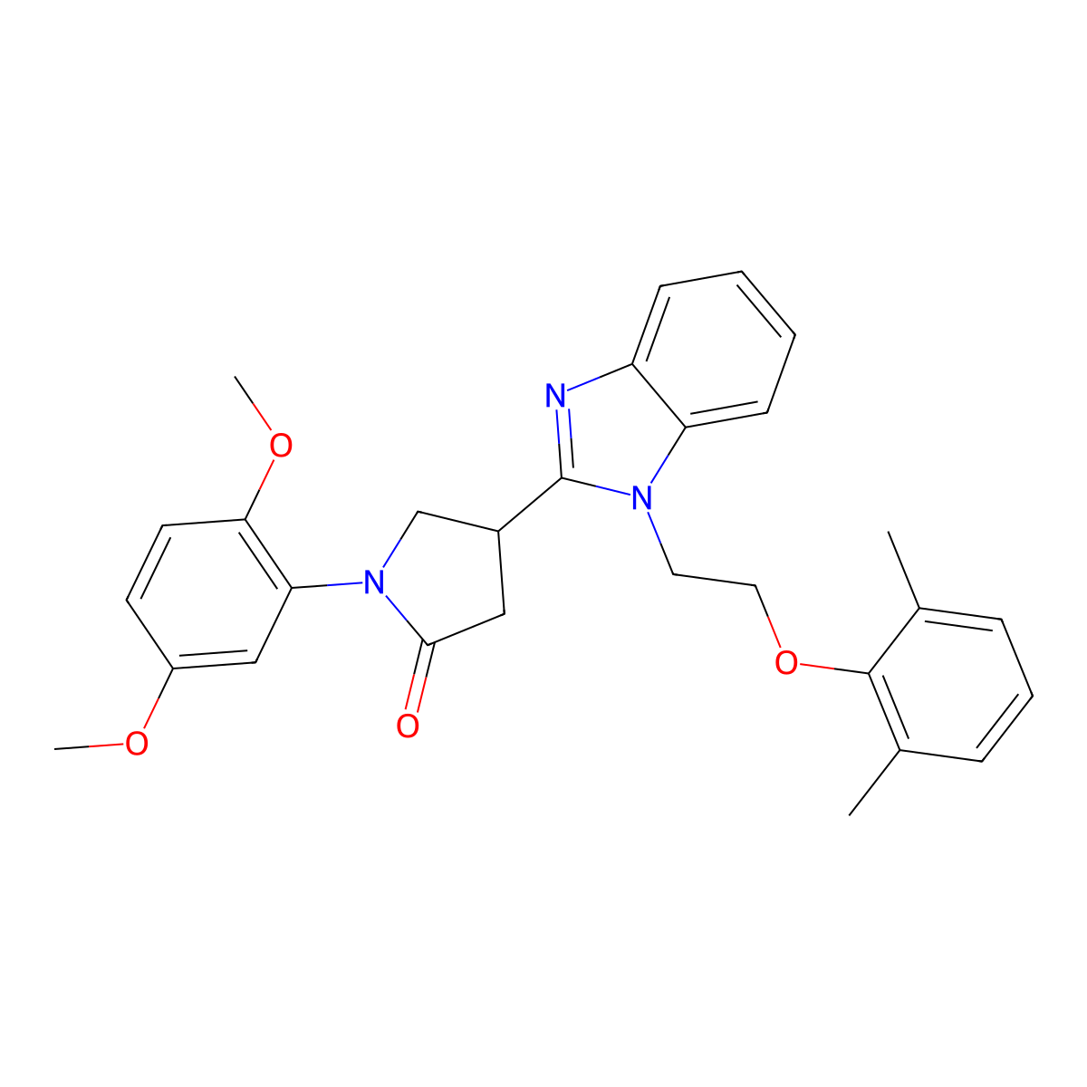 1-(2,5-Dimethoxyphenyl)-4-[1-[2-(2,6-dimethylphenoxy)ethyl]benzimidazol-2-yl]pyrrolidin-2-one molecular structure, CAS 862828-58-8