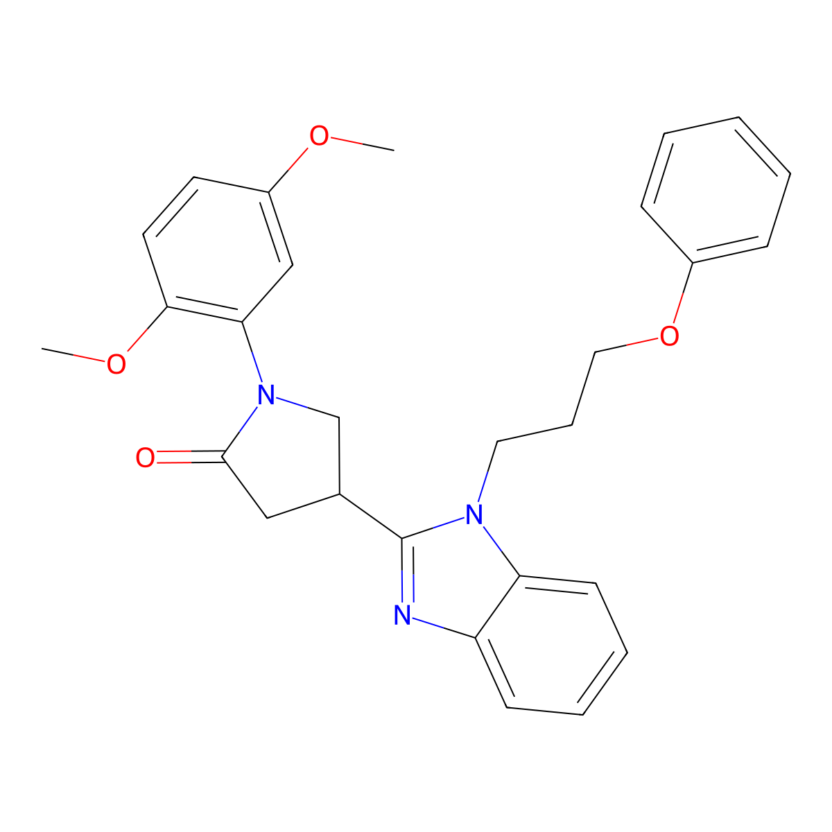 1-(2,5-Dimethoxyphenyl)-4-[1-(3-phenoxypropyl)benzimidazol-2-yl]pyrrolidin-2-one molecular structure, CAS 862828-59-9