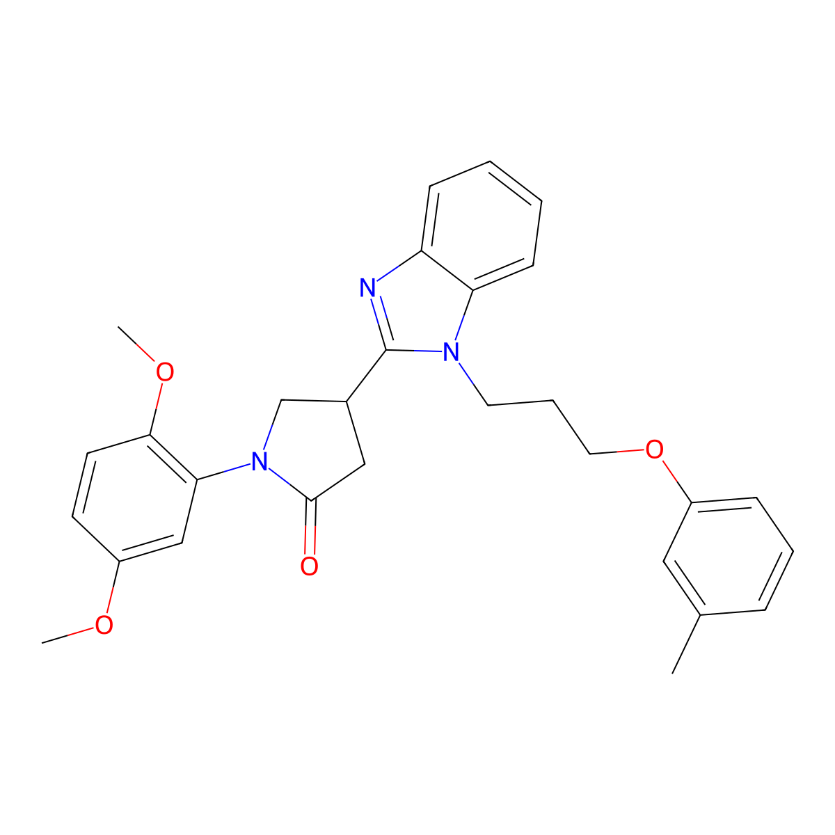 1-(2,5-dimethoxyphenyl)-4-(1-(3-(m-tolyloxy)propyl)-1H-benzo[d]imidazol-2-yl)pyrrolidin-2-one molecular structure, CAS 862828-61-3