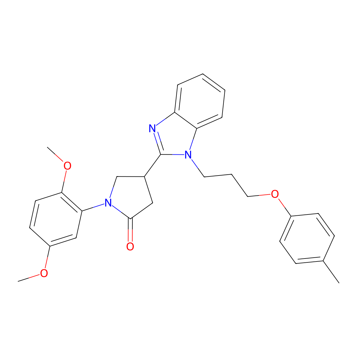1-(2,5-Dimethoxyphenyl)-4-[1-[3-(4-methylphenoxy)propyl]benzimidazol-2-yl]pyrrolidin-2-one molecular structure, CAS 862828-62-4